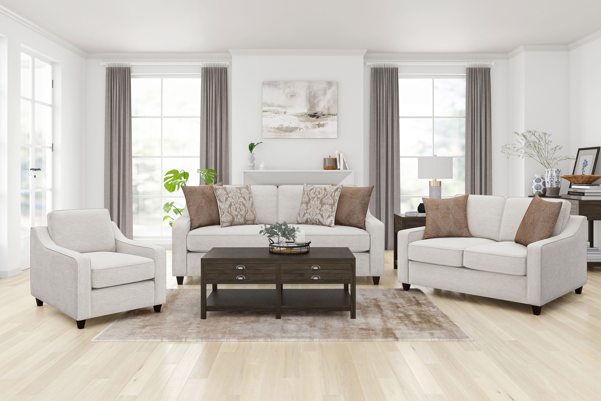 Christine Upholstered Sloped Arm Sofa Beige-CoasterElevations