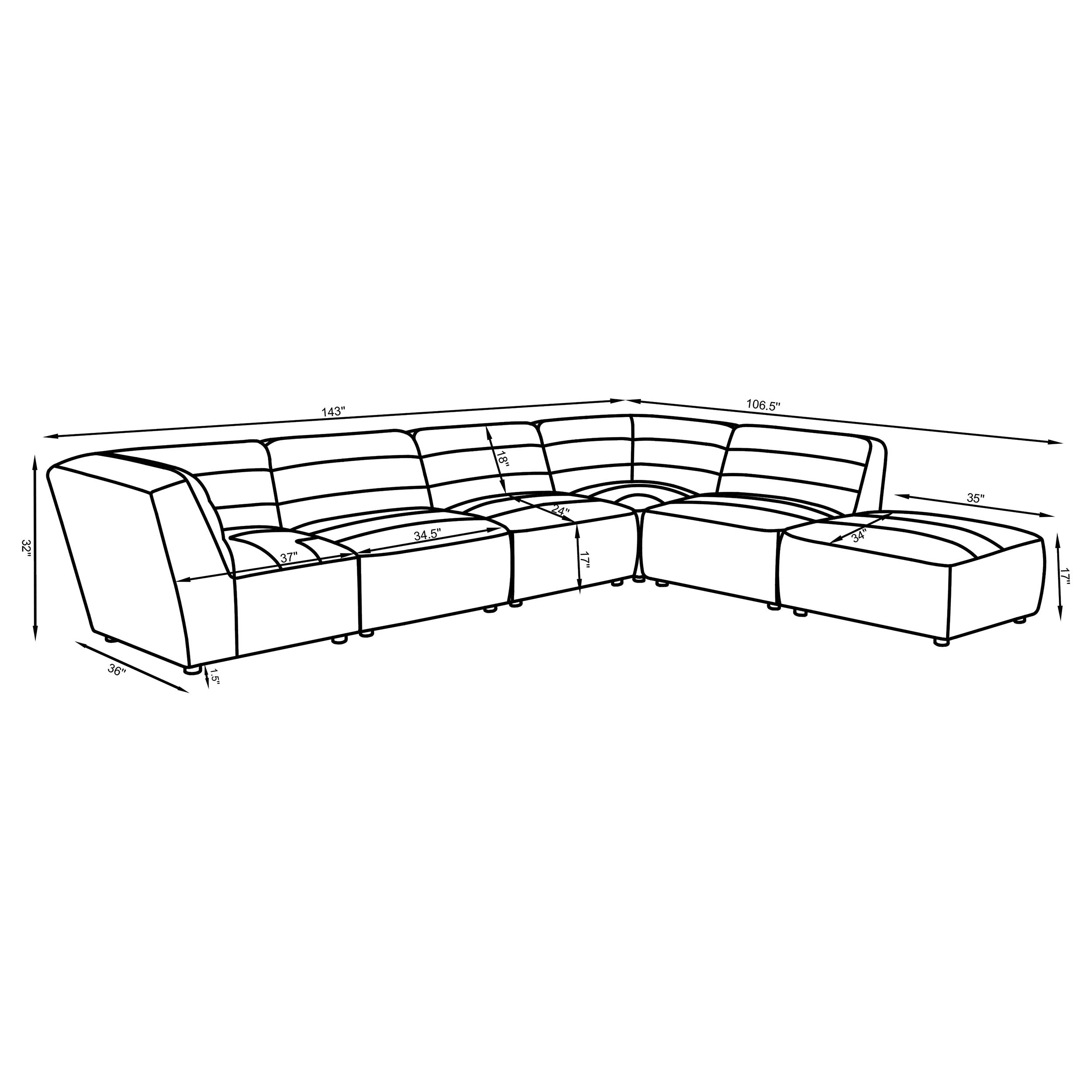 Sunny 6-piece Upholstered Modular Sectional Sofa Charcoal-