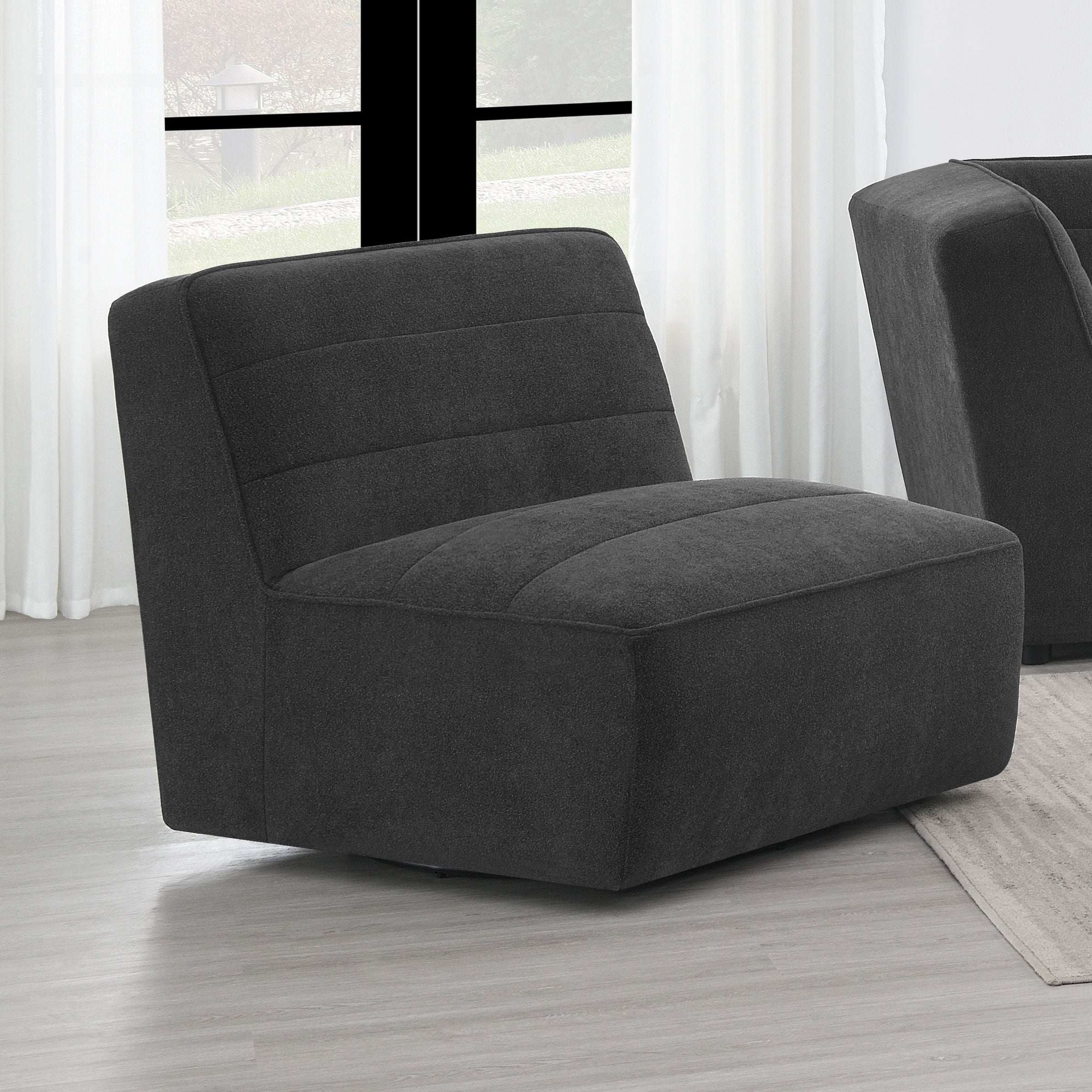 Sunny Upholstered Armless Chair Dark Charcoal-