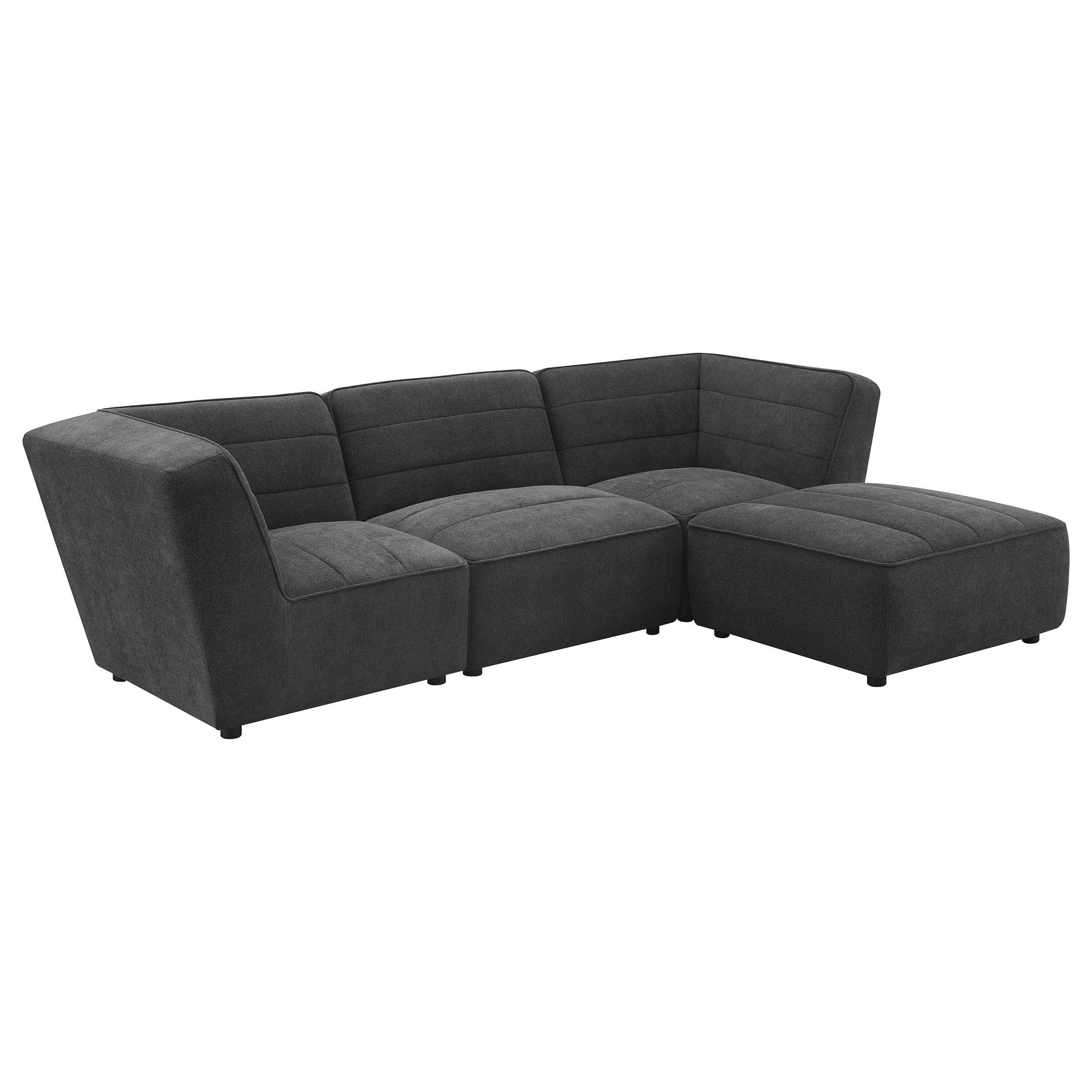 Sunny Square Upholstered Ottoman Dark Charcoal-