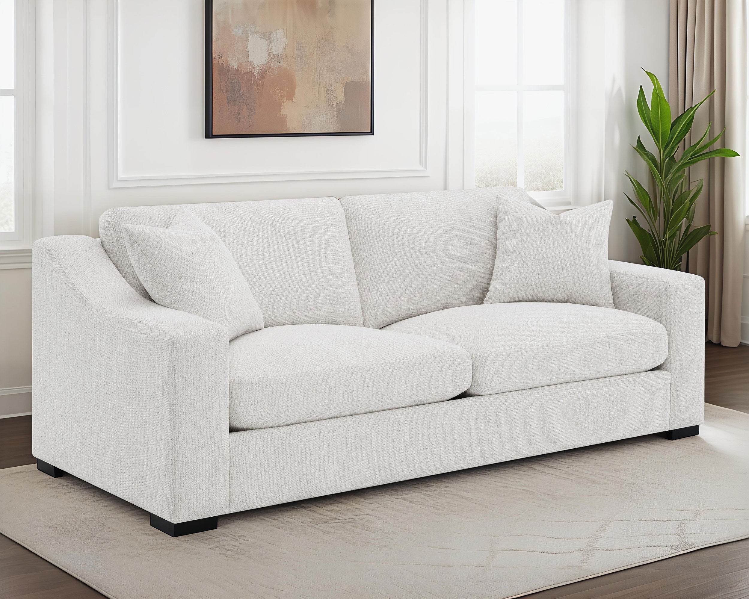 Ashlyn Fabric Upholstered Track Arm Sofa Sand-