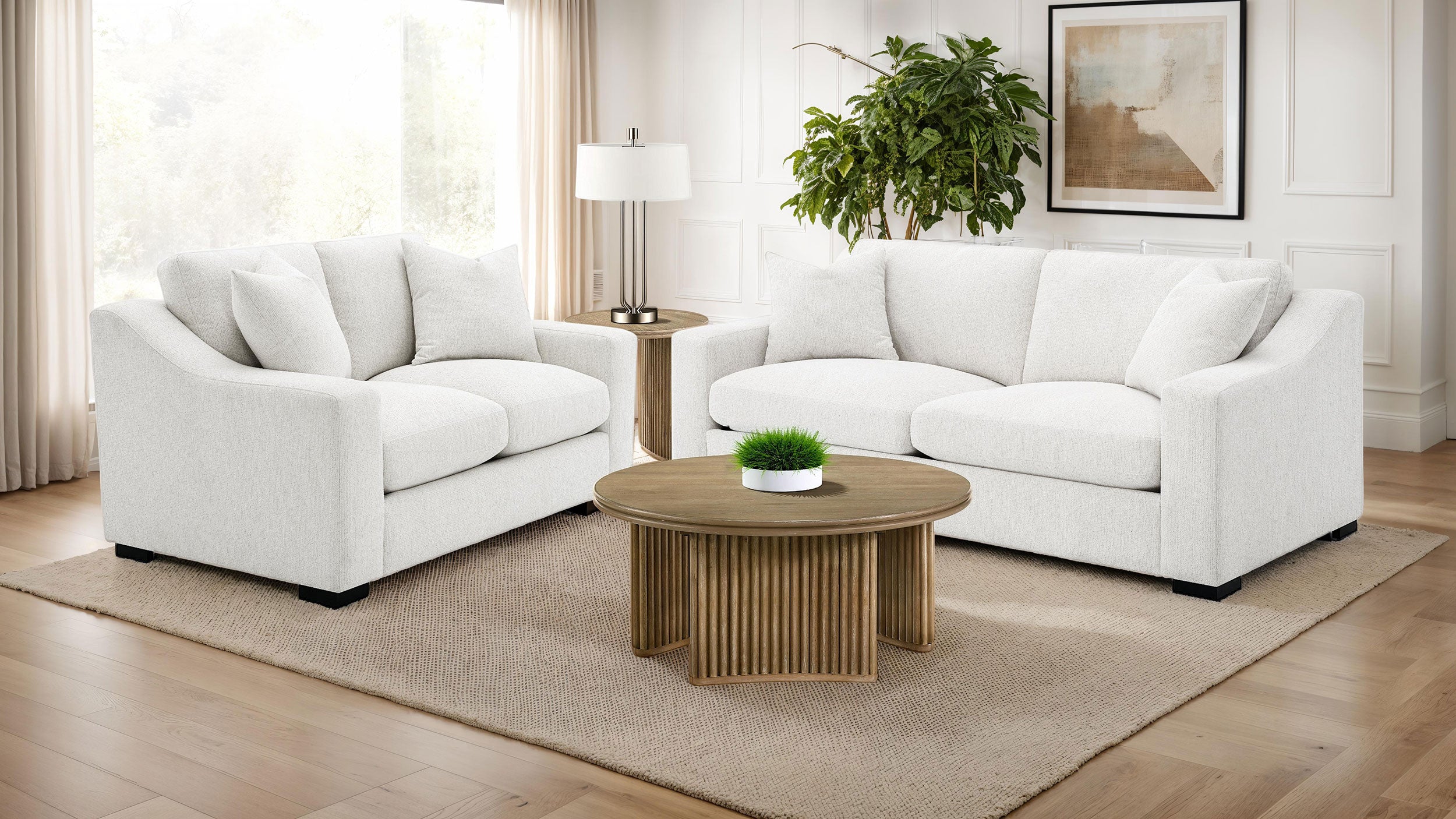 Ashlyn Fabric Upholstered Track Arm Sofa Sand-