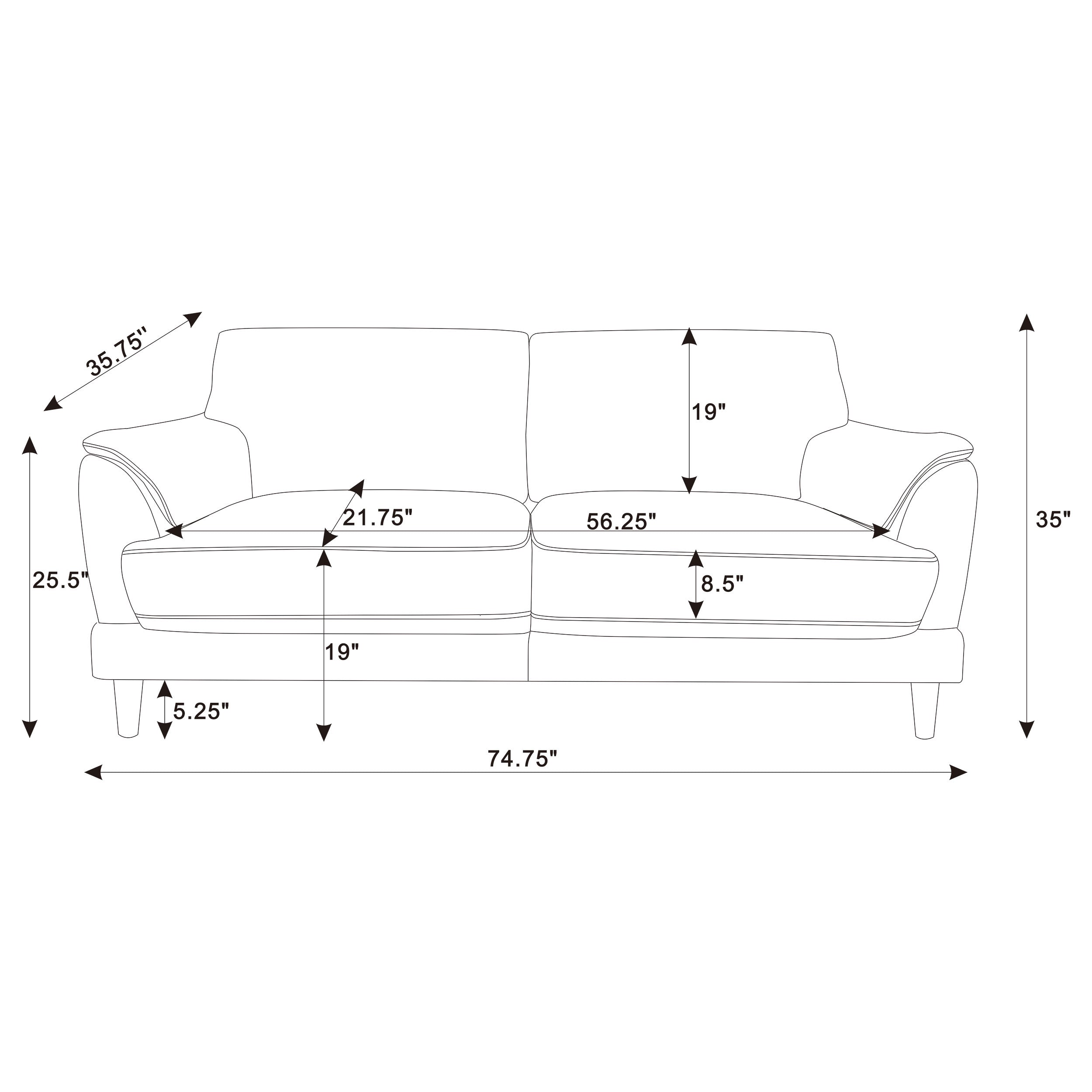 Selma Velvet Upholstered Crescent Arm Sofa Rust-