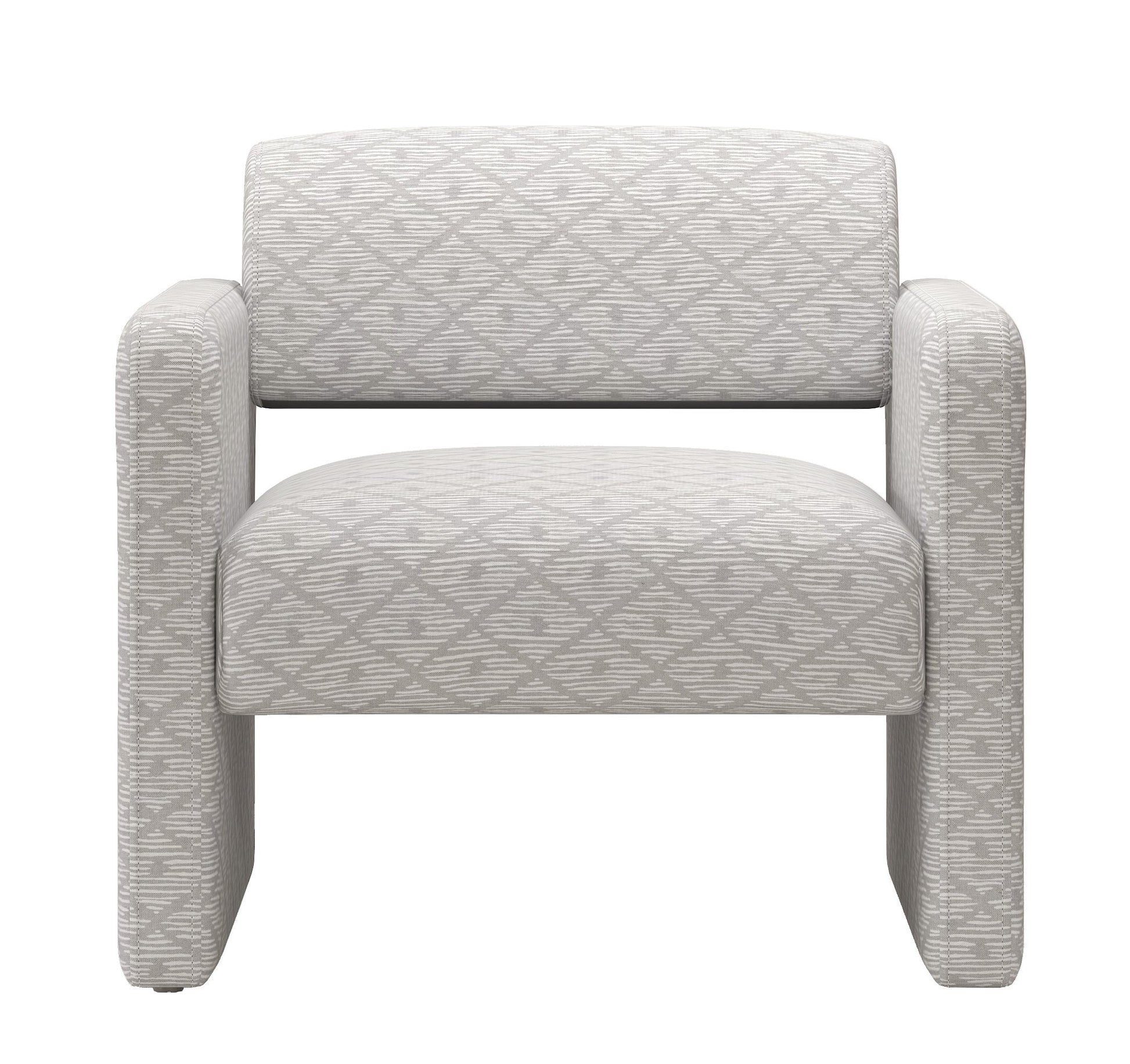 Beige grid single sofa chair, upholstered comfortable chair with armrests, for dining room/bedroom/living room/reception - Beige grid (30.9'*30.51'*30.11') - Best Buy Furniture