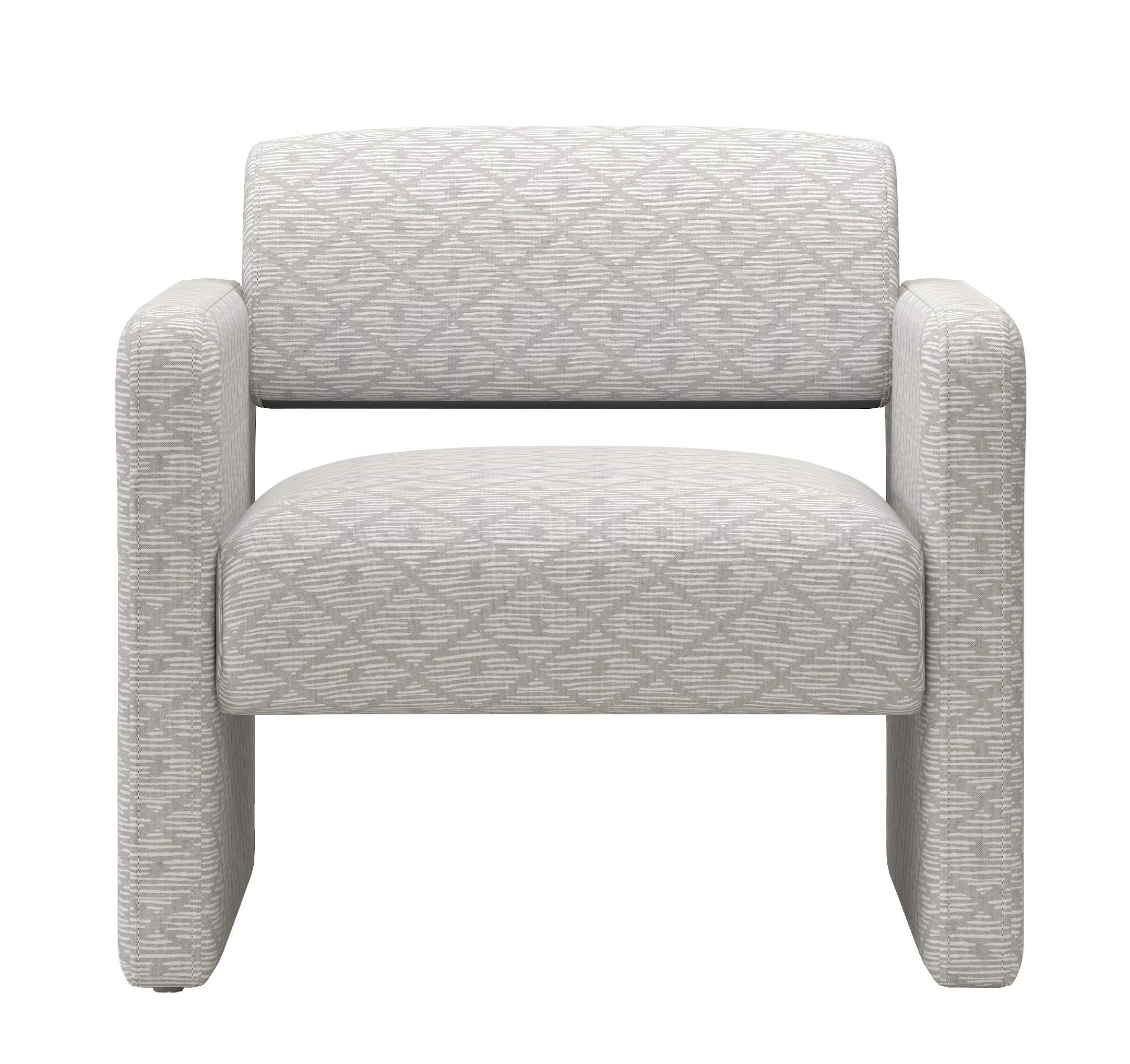 Beige grid single sofa chair, upholstered comfortable chair with armrests, for dining room/bedroom/living room/reception - Beige grid (30.9'*30.51'*30.11') - Best Buy Furniture