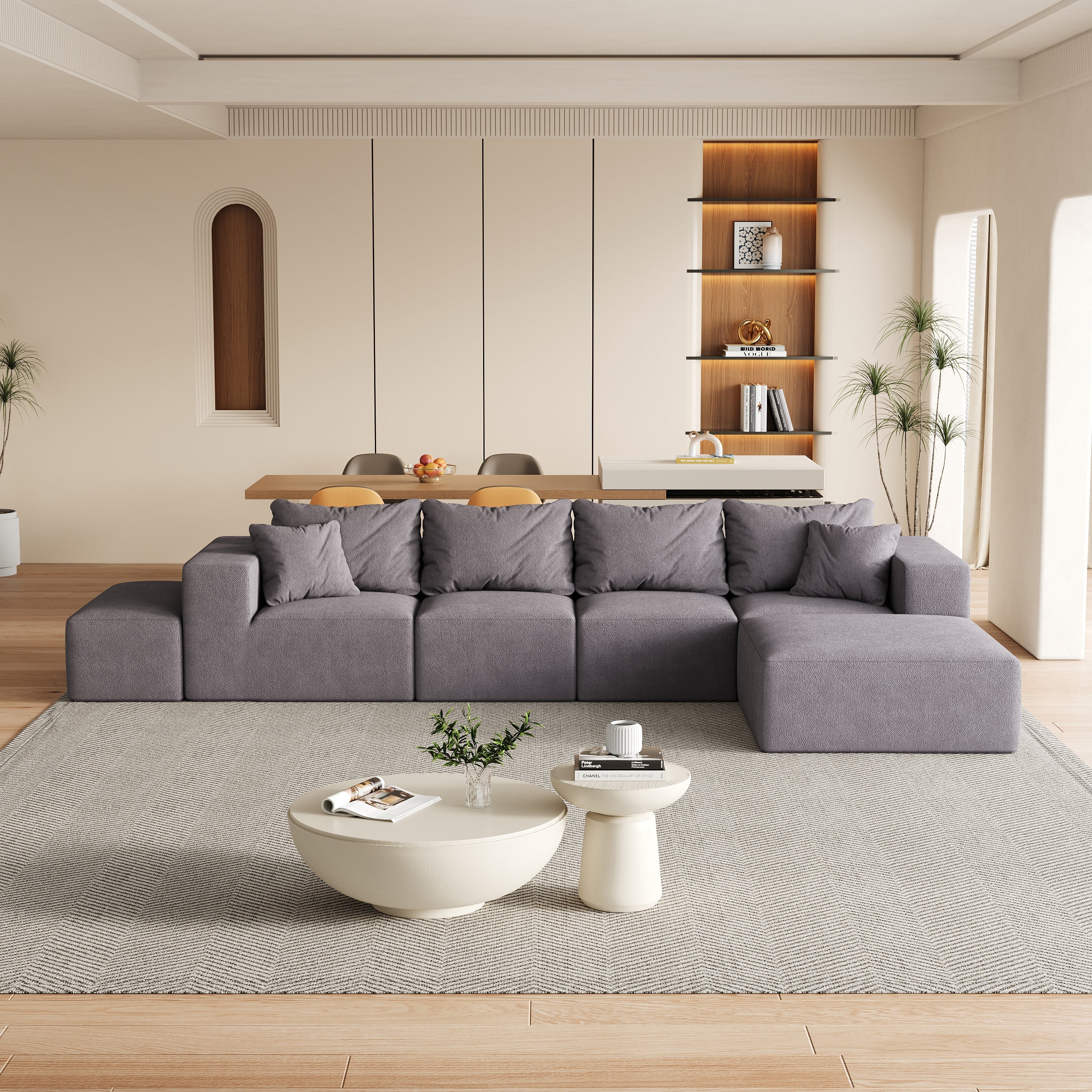 Modern Upholstered Sectional Boneless Couch Set