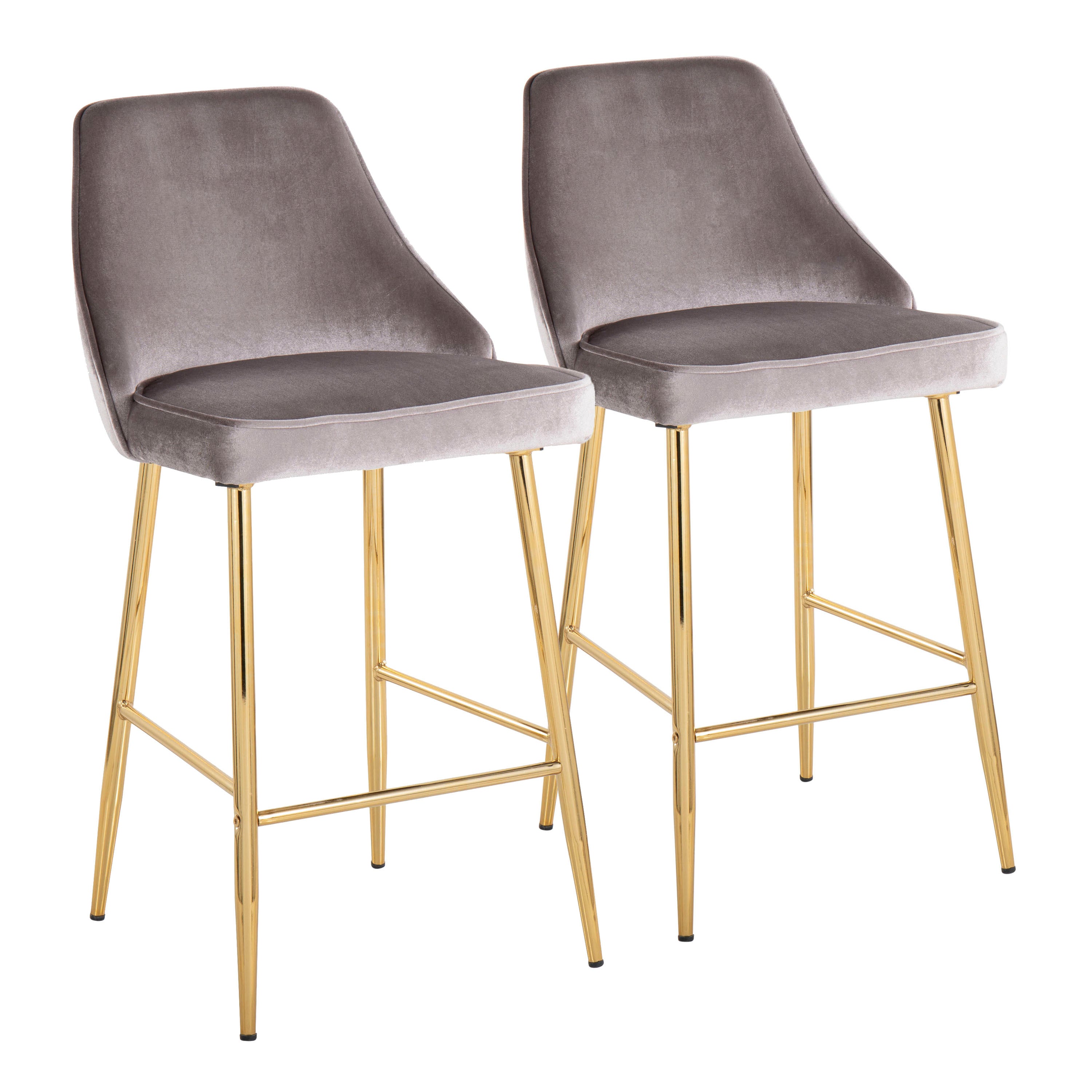 Marcel Contemporary Glam Counter Stool in Gold Metal - Set of 2