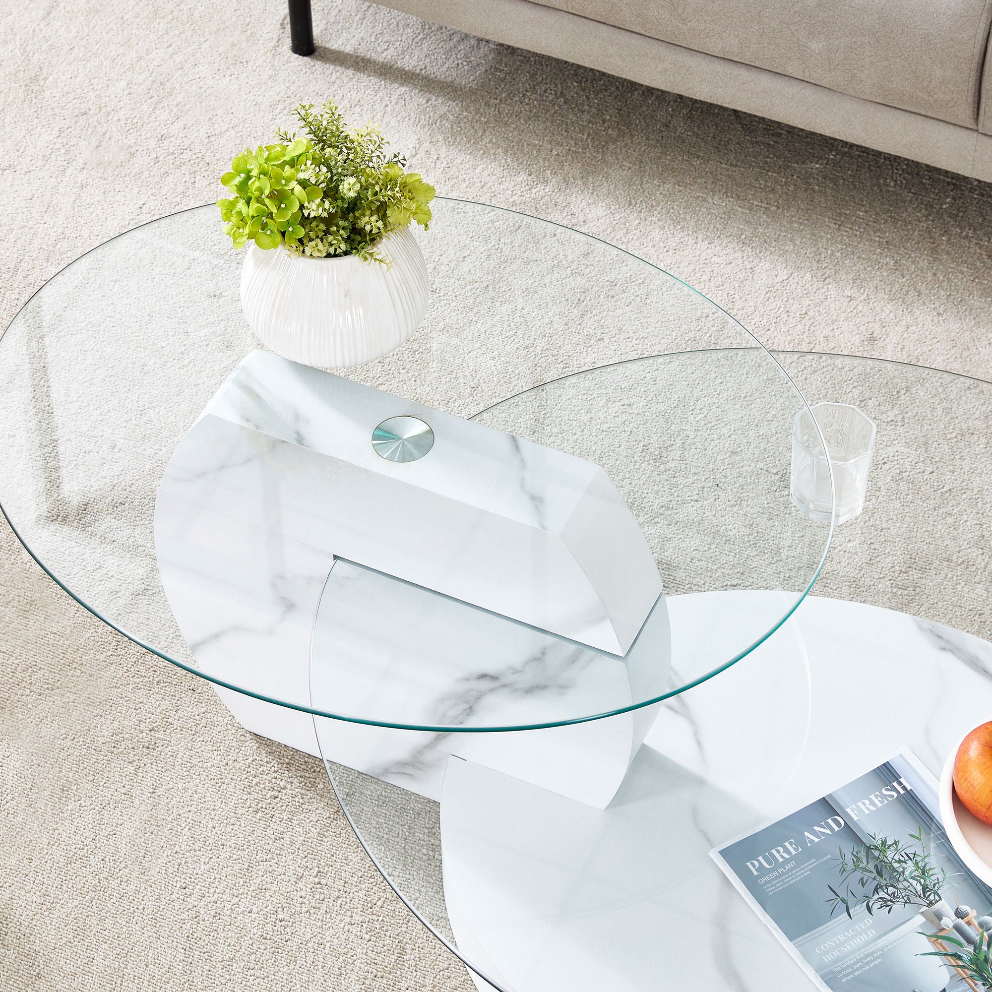 Contemporary Artistic Double Layer Coffee Table