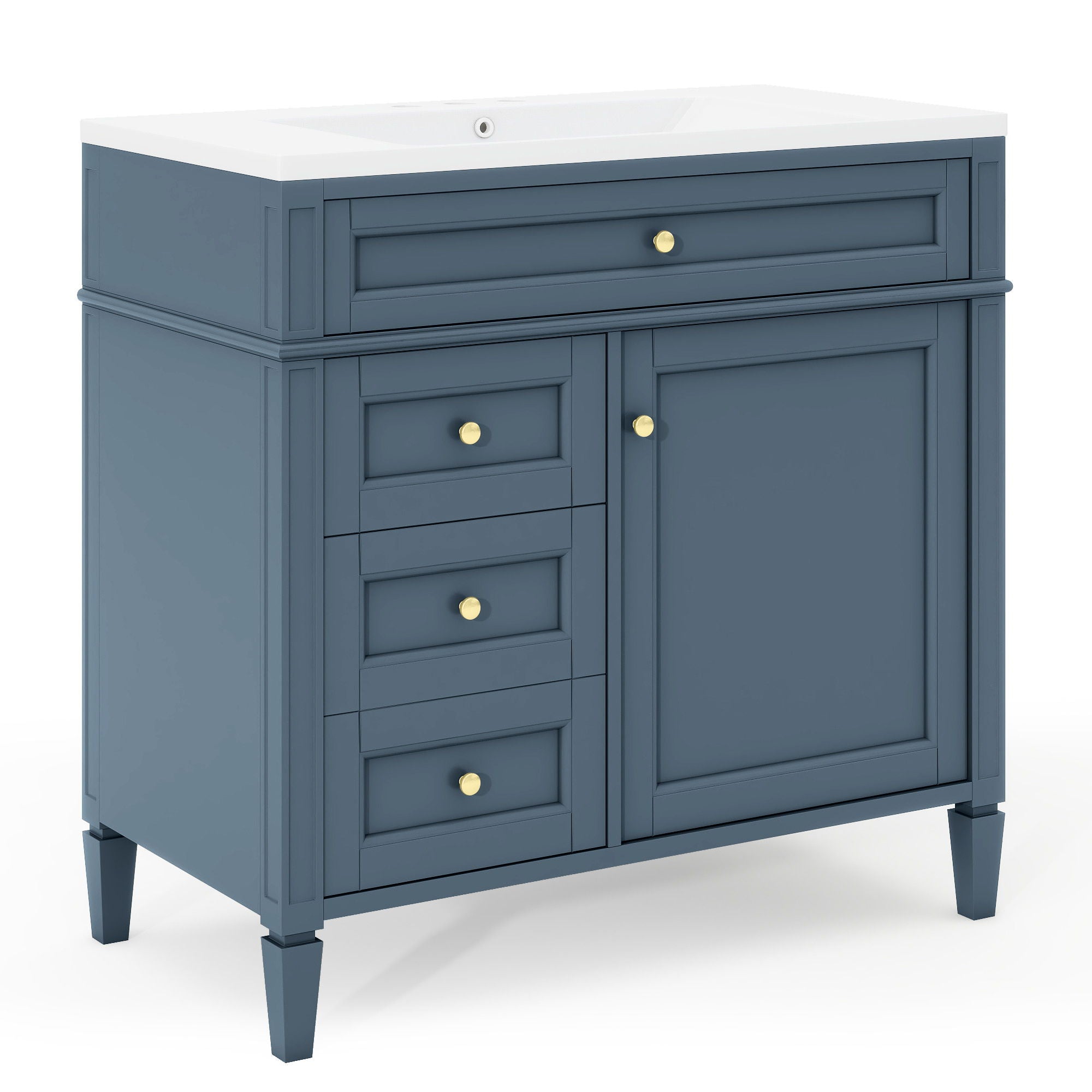 Bathroom Vanity With Top Sink, Storage Cabinet With 2 Drawers And Tip Out Drawer