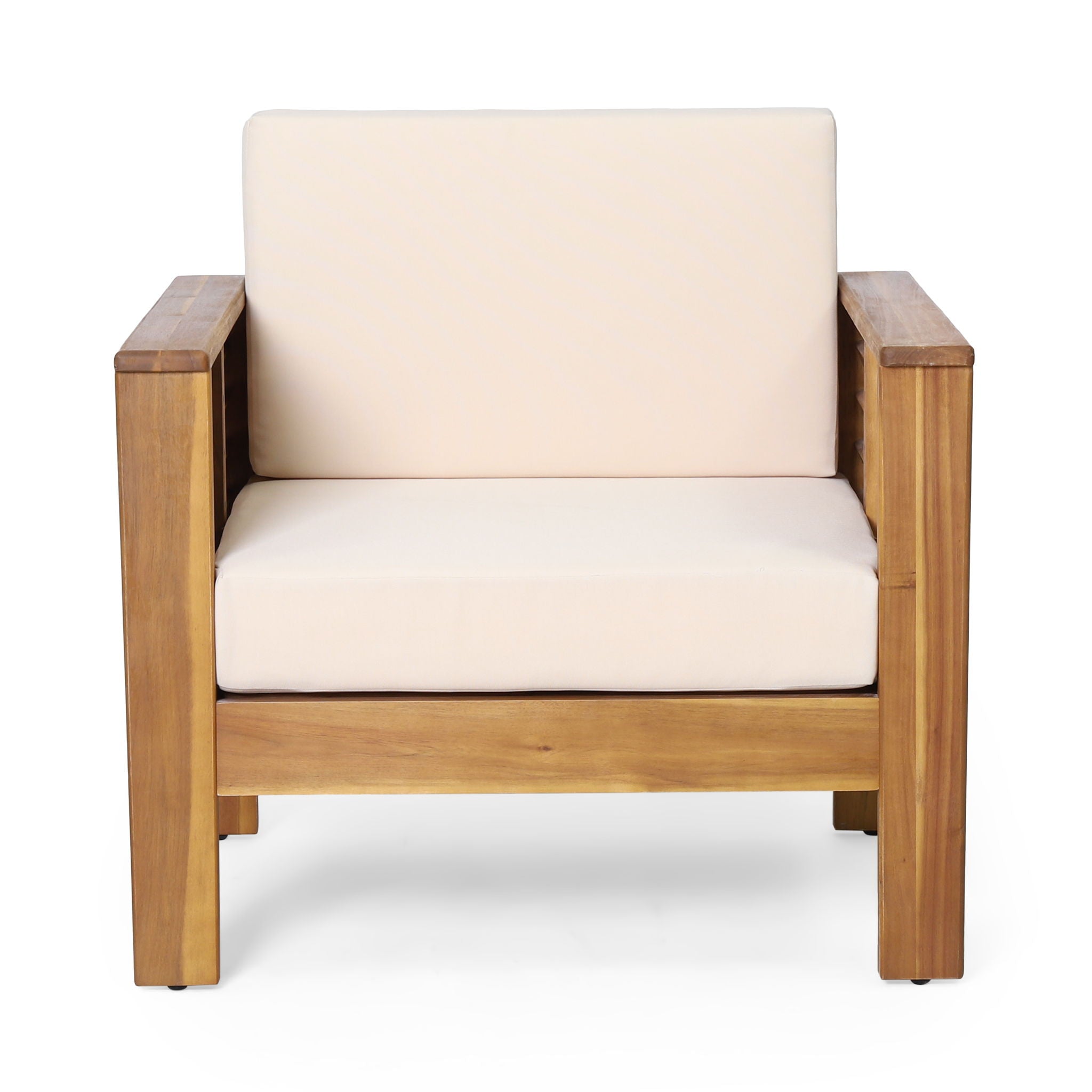 Acacia Wood Loveseat And Coffee Table Set With Cushions