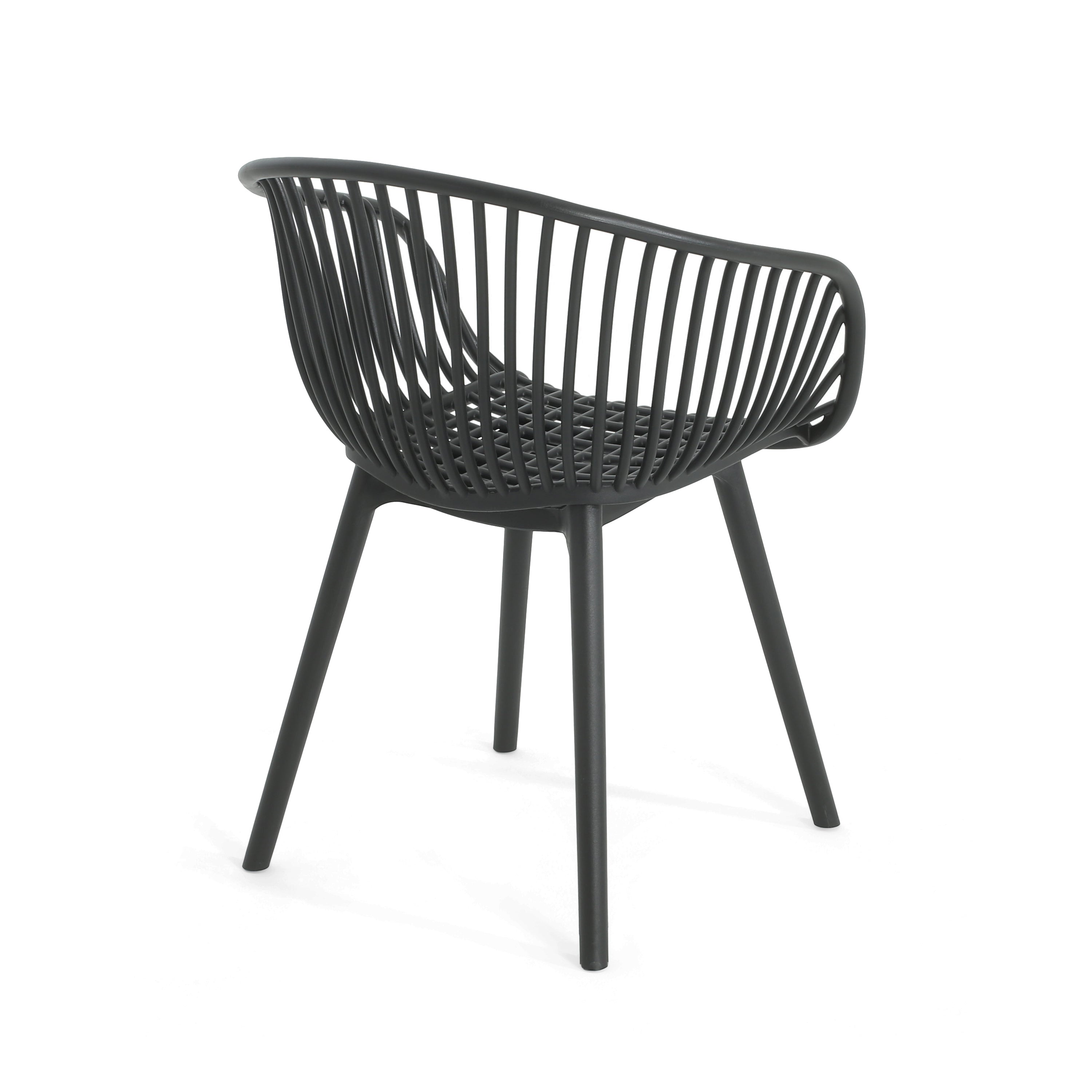Modern Mykonos Outdoor Dining Chairs Set of 2 with Weather-Resistant Black Plastic Resin