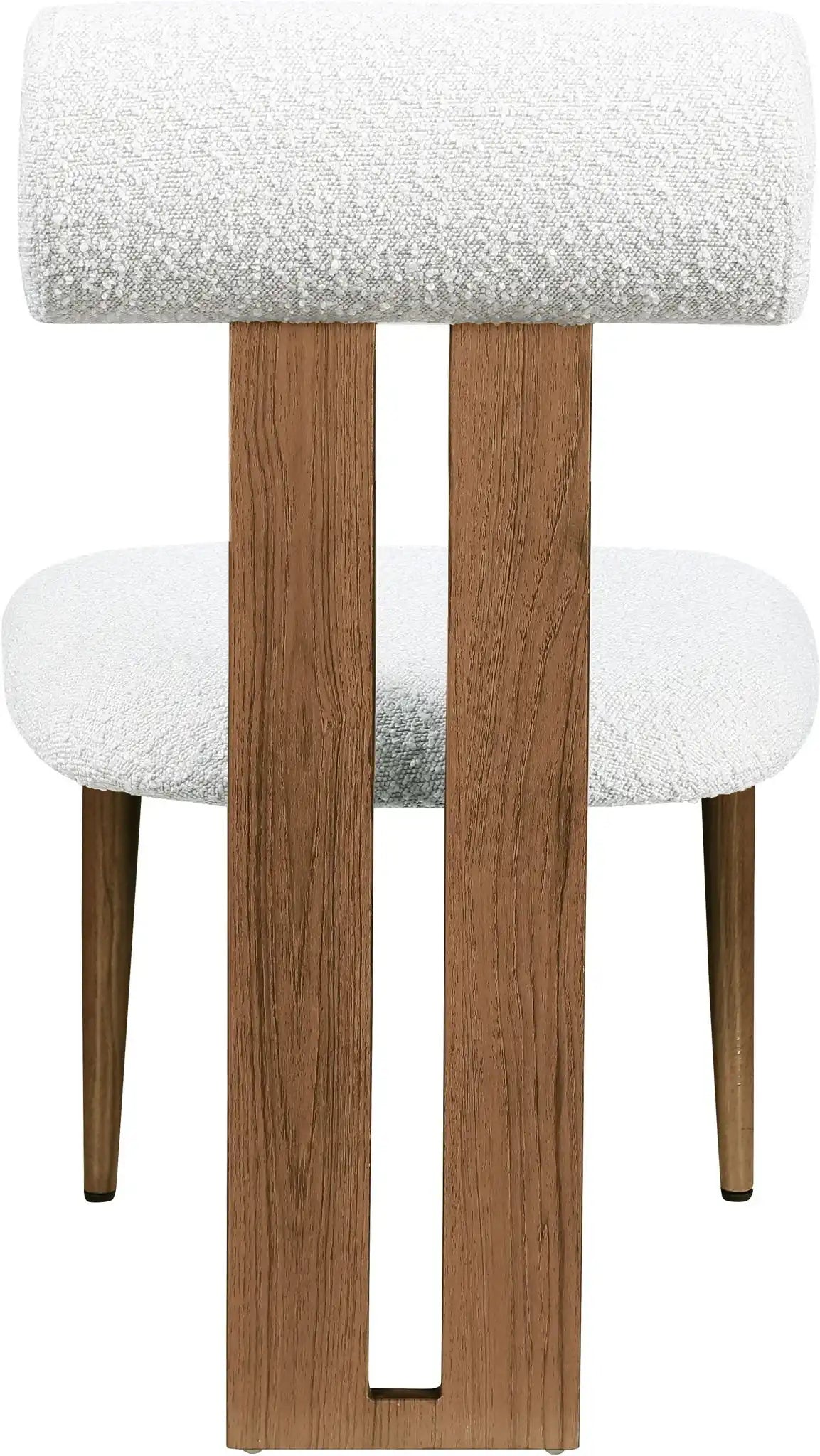 Dario - Boucle Dining Chair With Brown Frame (Set of 2) - Cream