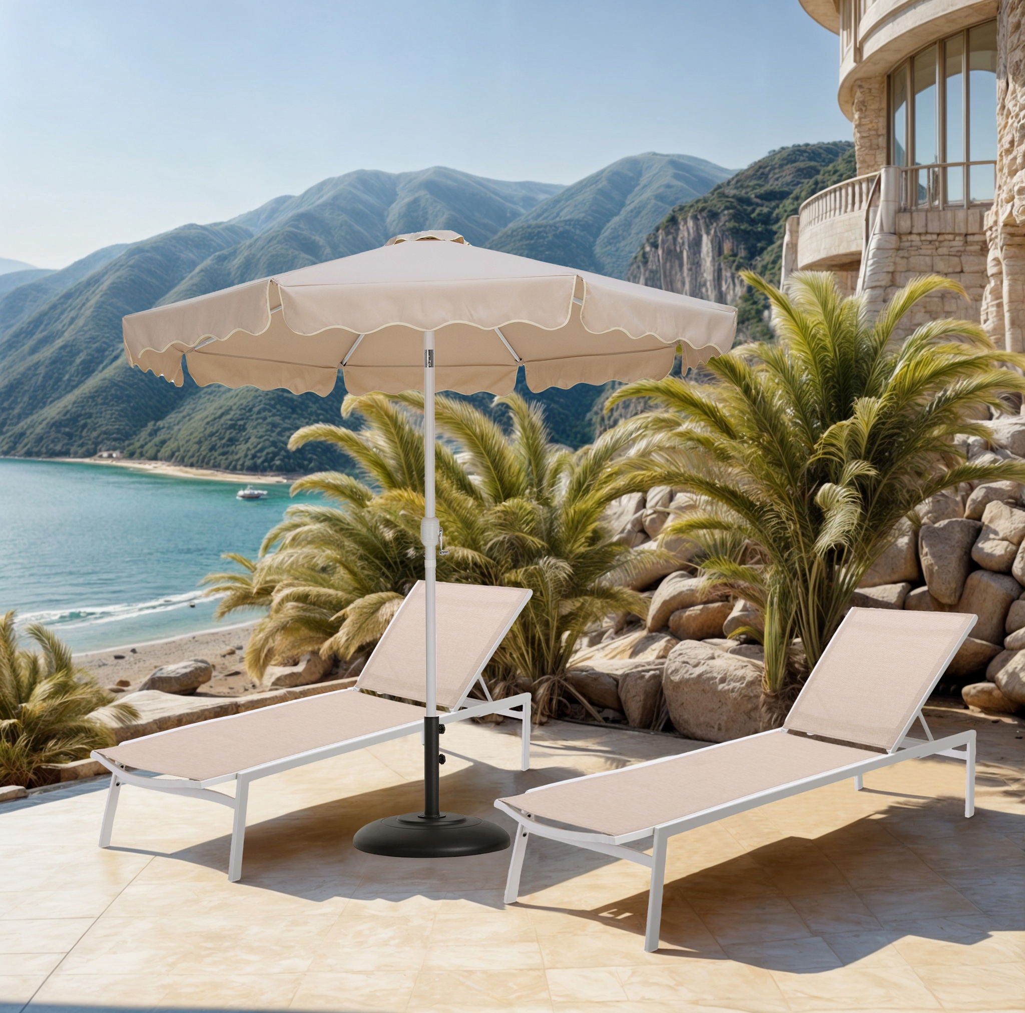 Amalfi - Patio Umbrella - Black Base / White Pole