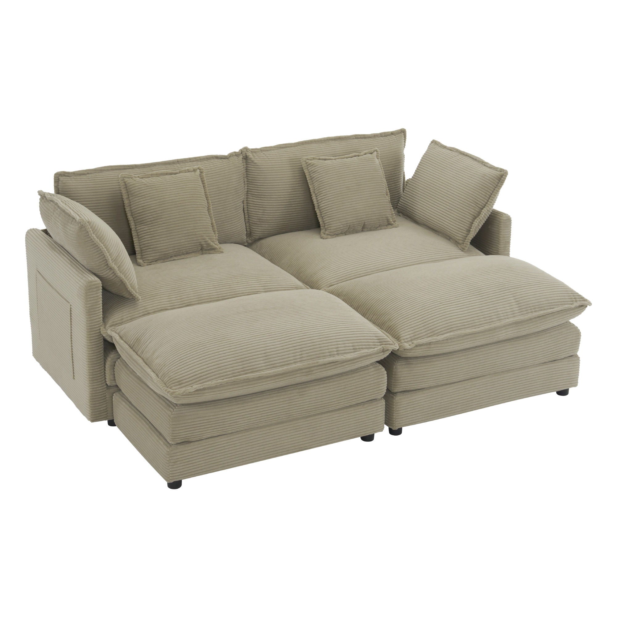 Modern Modular Sectional Sofa With Side Storage Pockets For Living Room