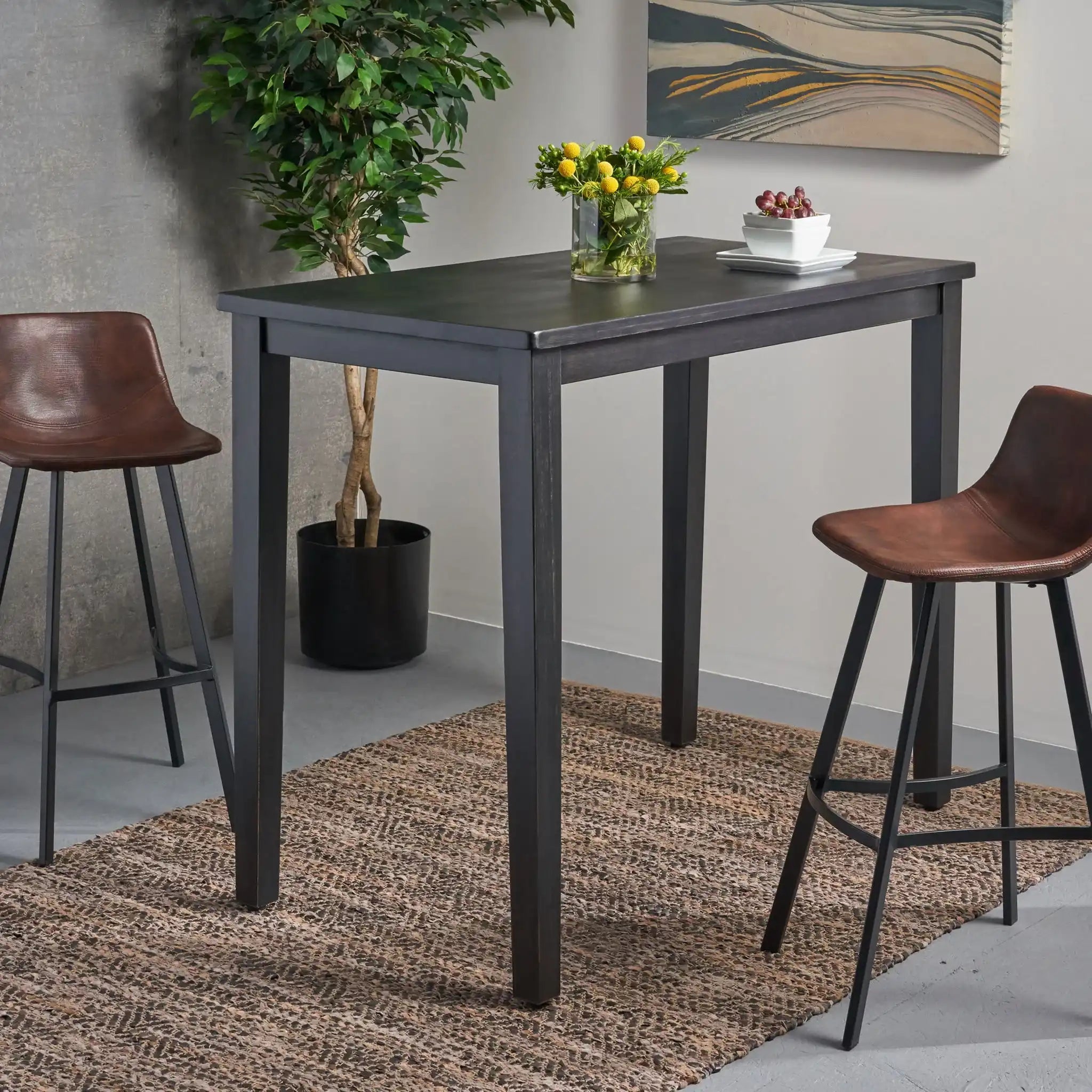 Bar Table With Tapered Legs - Gray