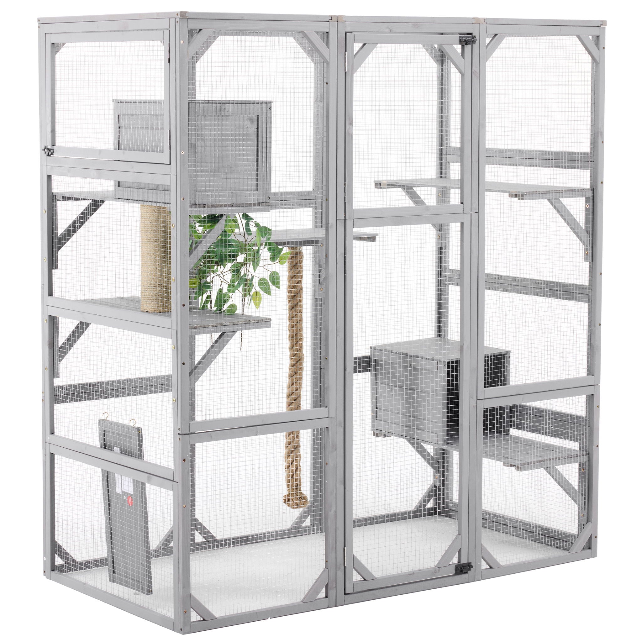 Outdoor Cat House, Diy Cat Enclosure Catio With Double Enter Doors