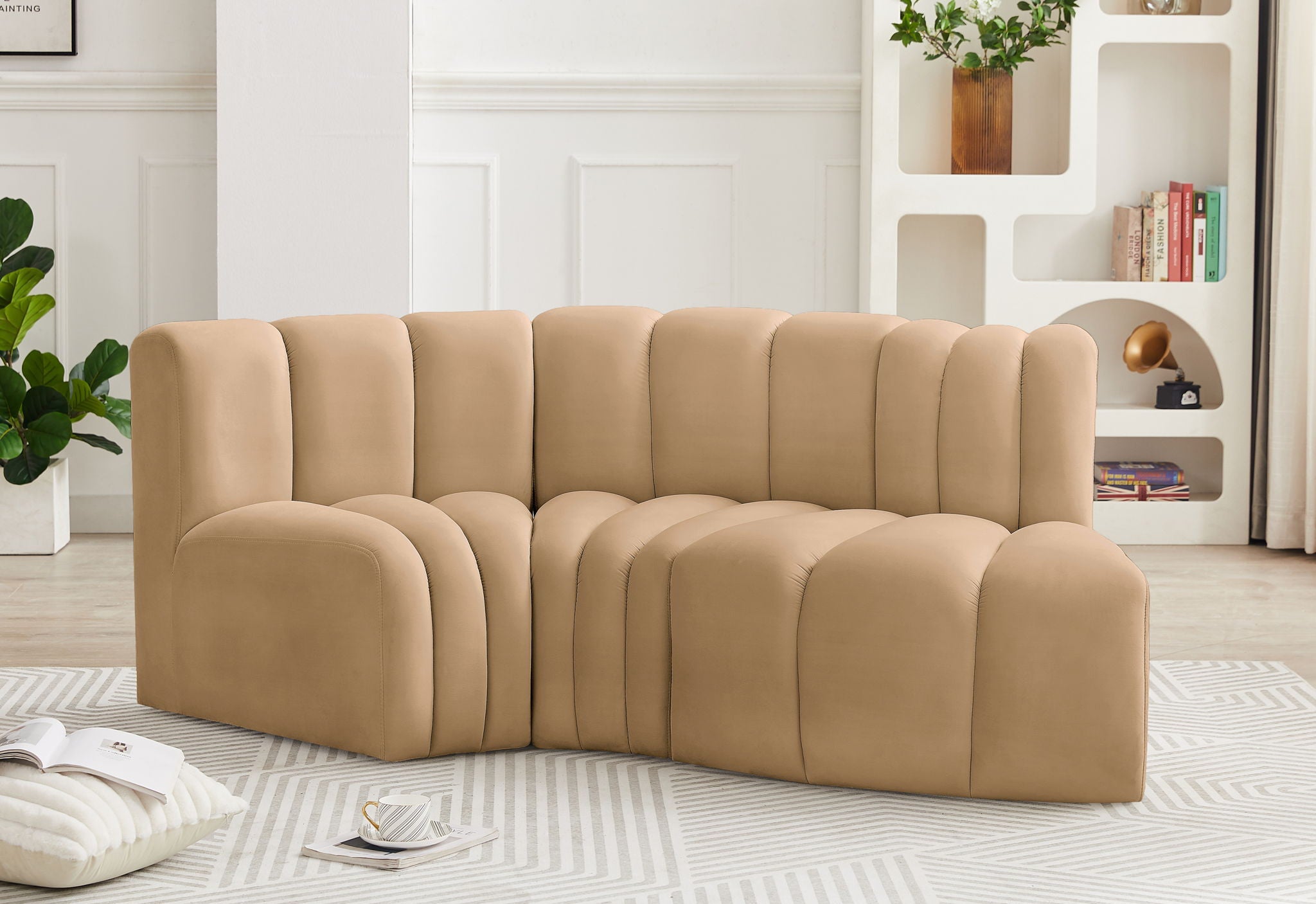 Arc - Velvet 3 Piece Modular L-Shaped Sofa