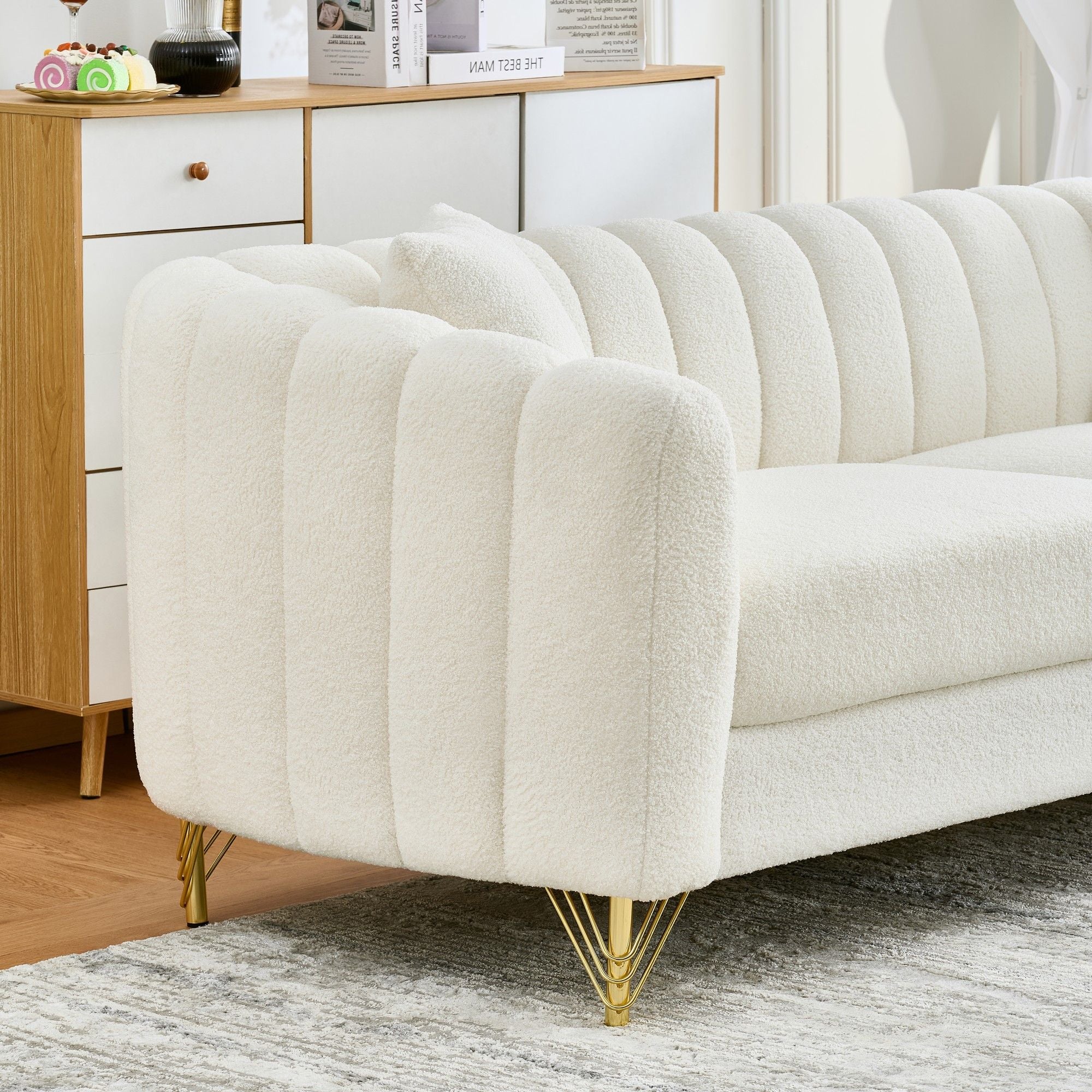 Oversized Sofa, 3 And 3 Seater, Tufted Couch For Living Room - Beige