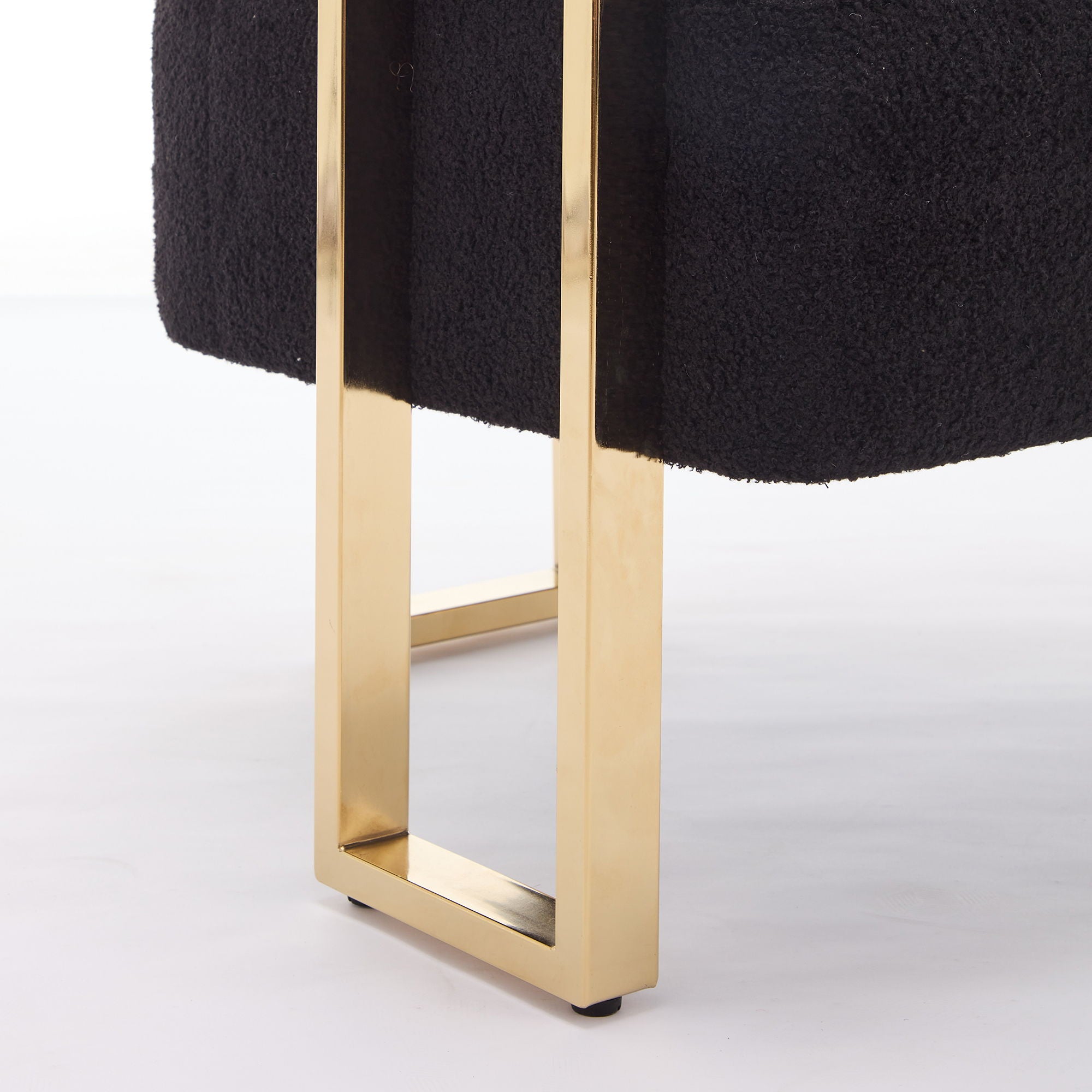 Modern Decorative Chair Teddy Fleece Upholstered And Metal Foot
