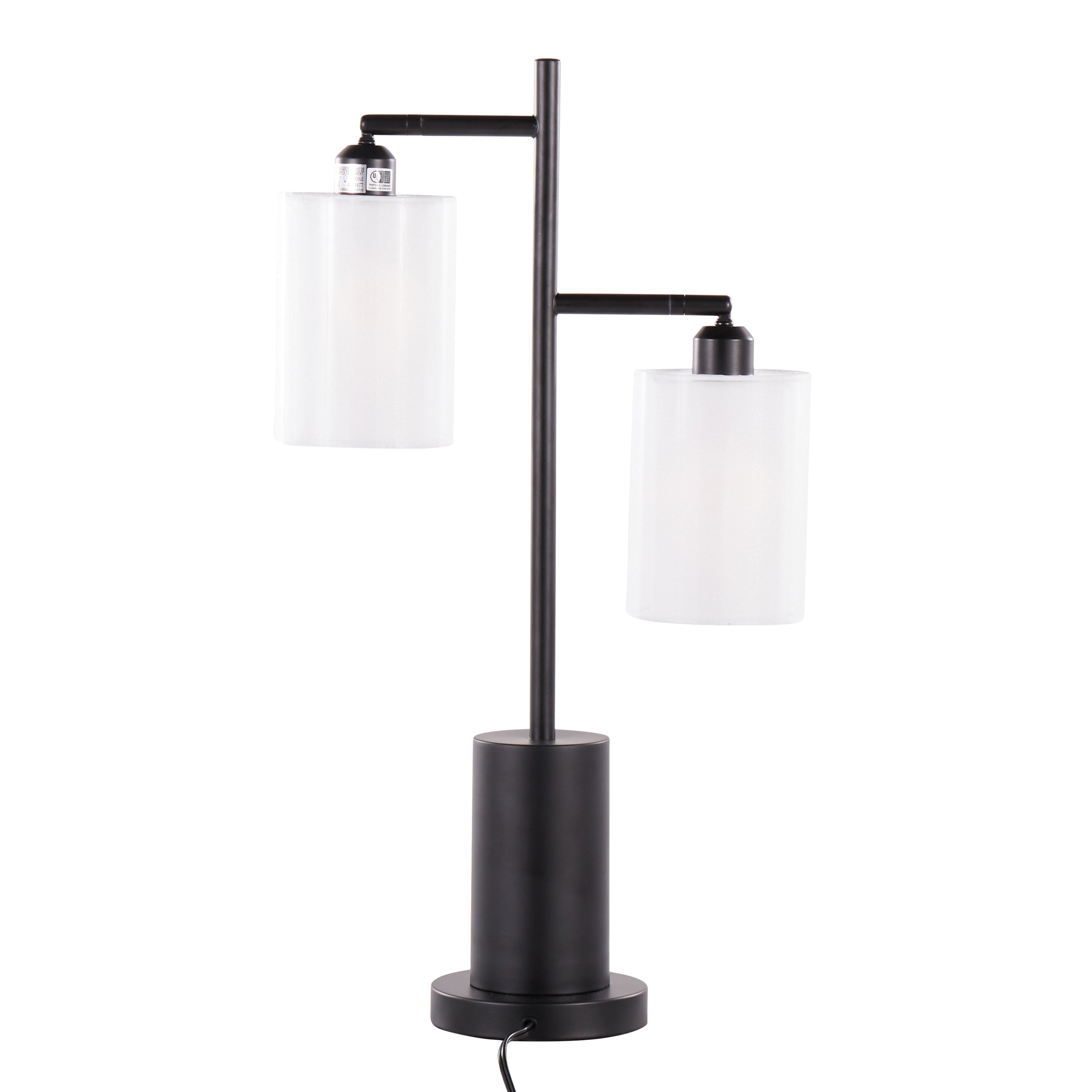 Cannes Contemporary Table Lamp in Black Metal with White Shades