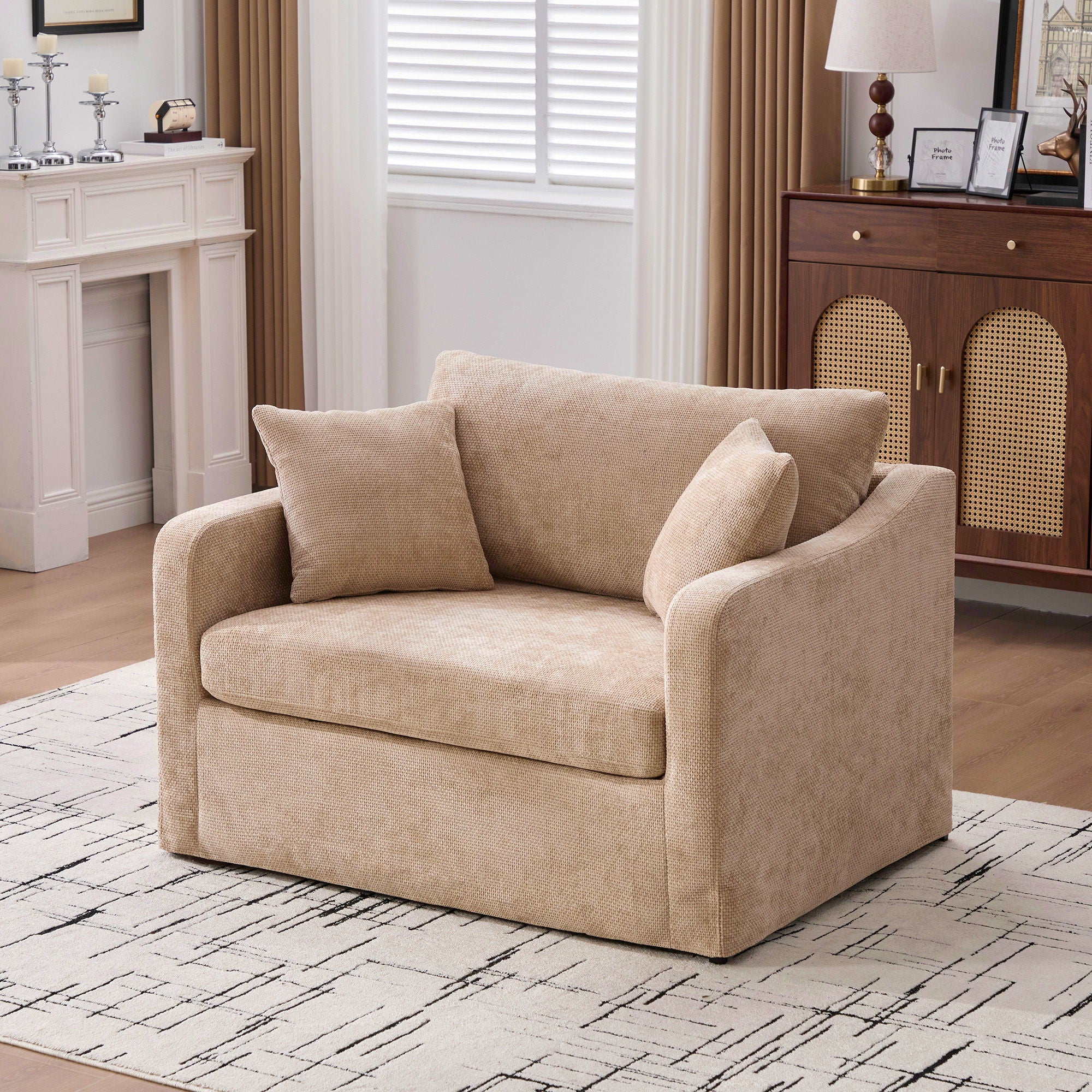 Accent Chair With 2 Bolster Pillows