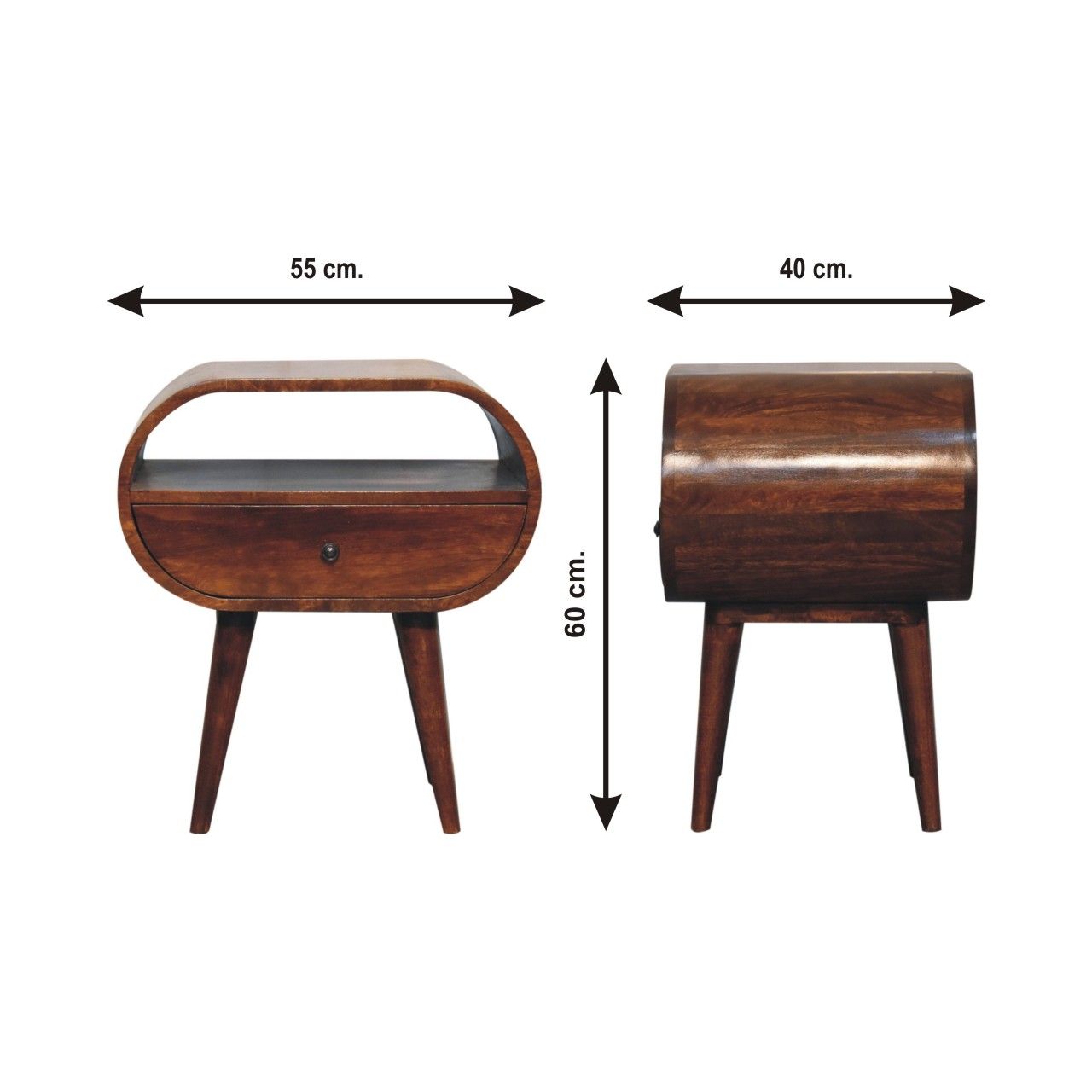 Large Chestnut Circular Bedside - Best Buy Furniture