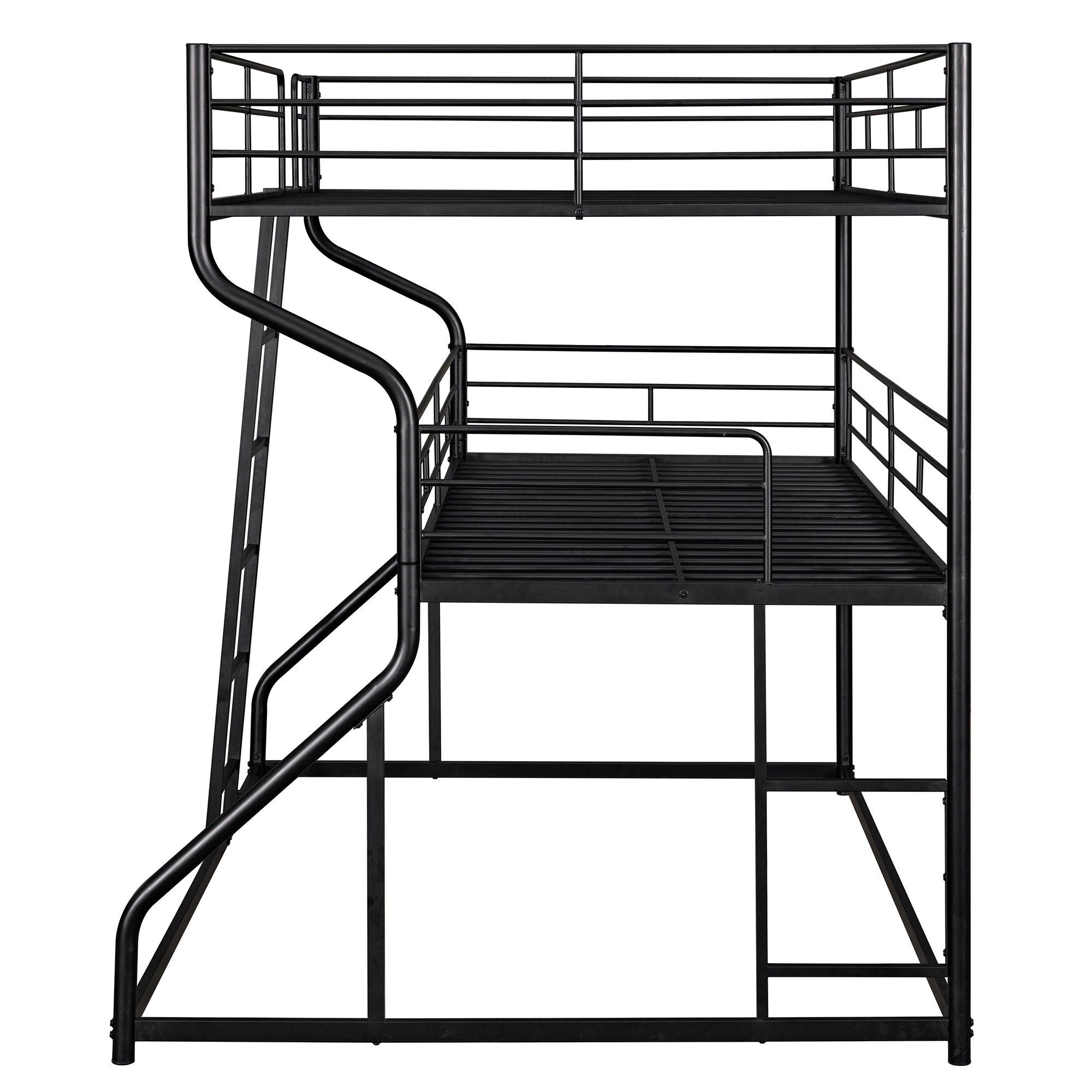 Industrial Triple Bunk Bed With Dual Ladders Frame, Space Saving Design