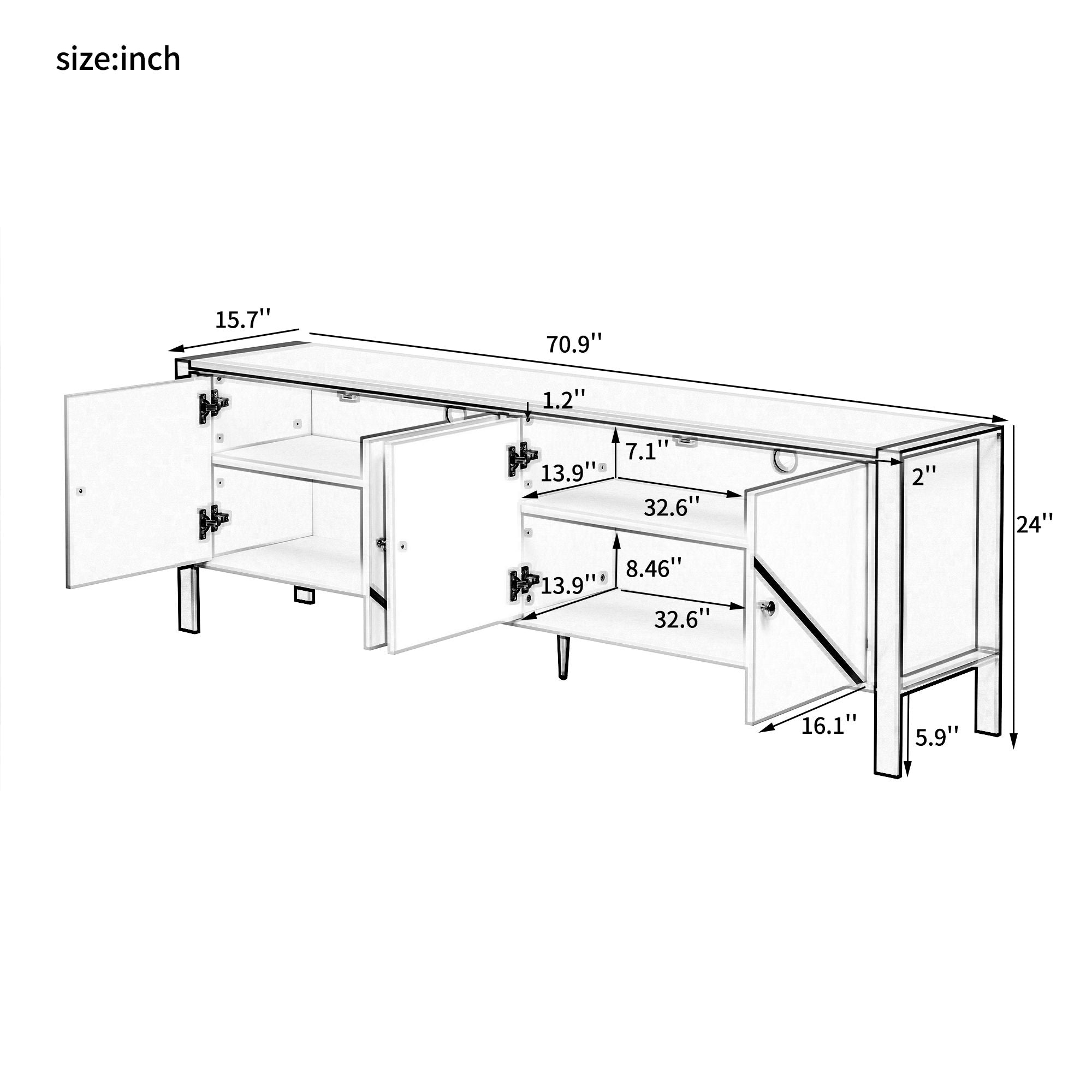Modern Minimalist TV Stand With 2 Spacious Cabinets