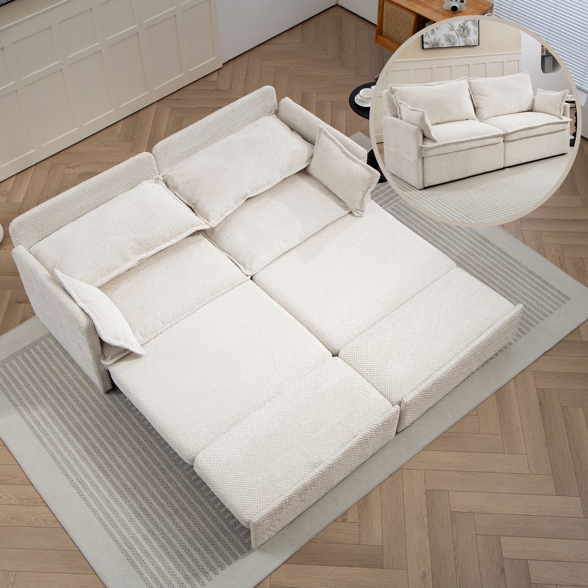 Pull Out Sofa Bed, Corduroy Convertible Sleeper Sofa Couch, Side Storage, And USB / C - Type Charging Ports Chair