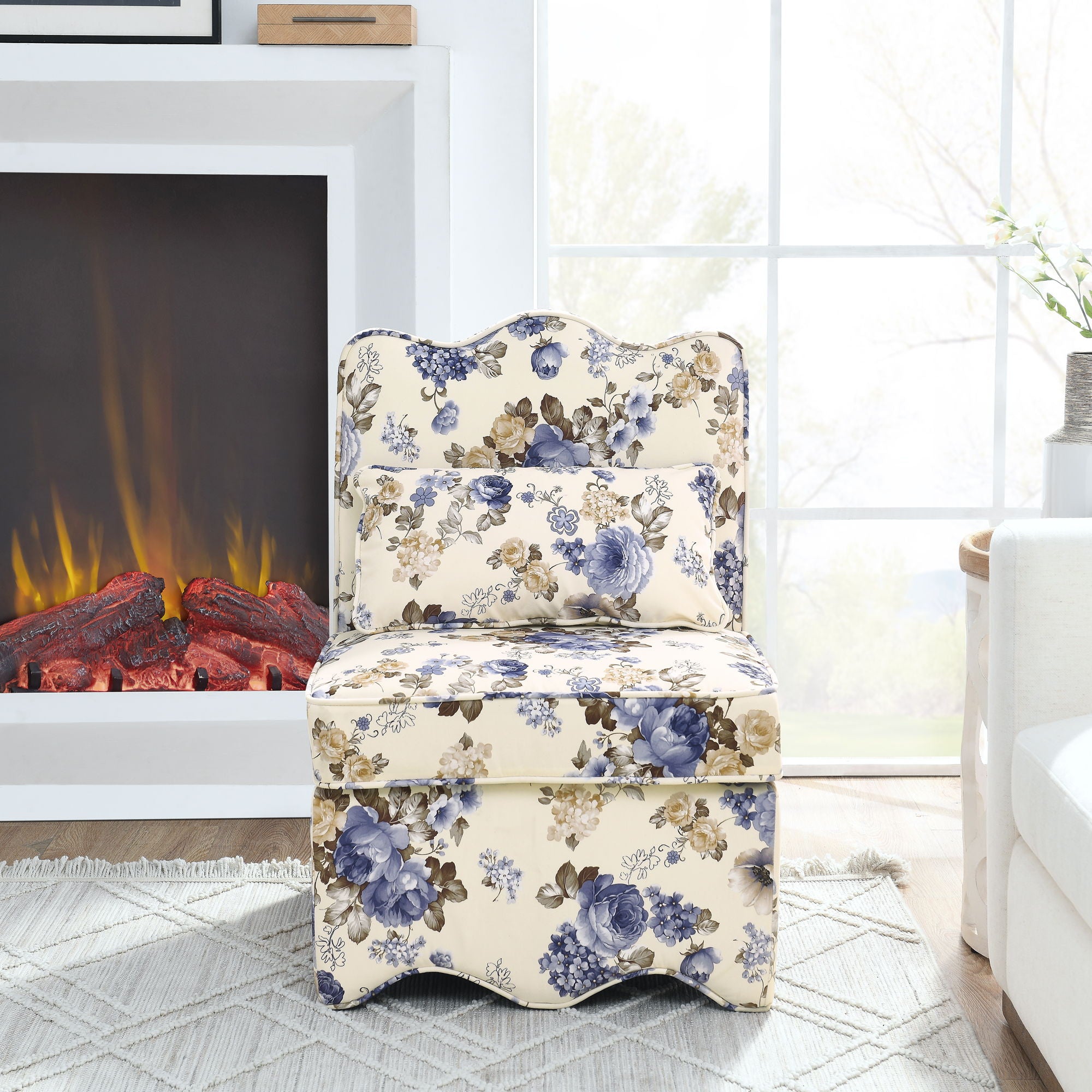 Stylish Flannel Dining Chair With Soft Cushion And Backrest