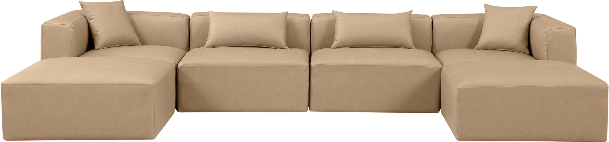 Cube - 6 Piece Modular Double Chaise Sectional - Tan