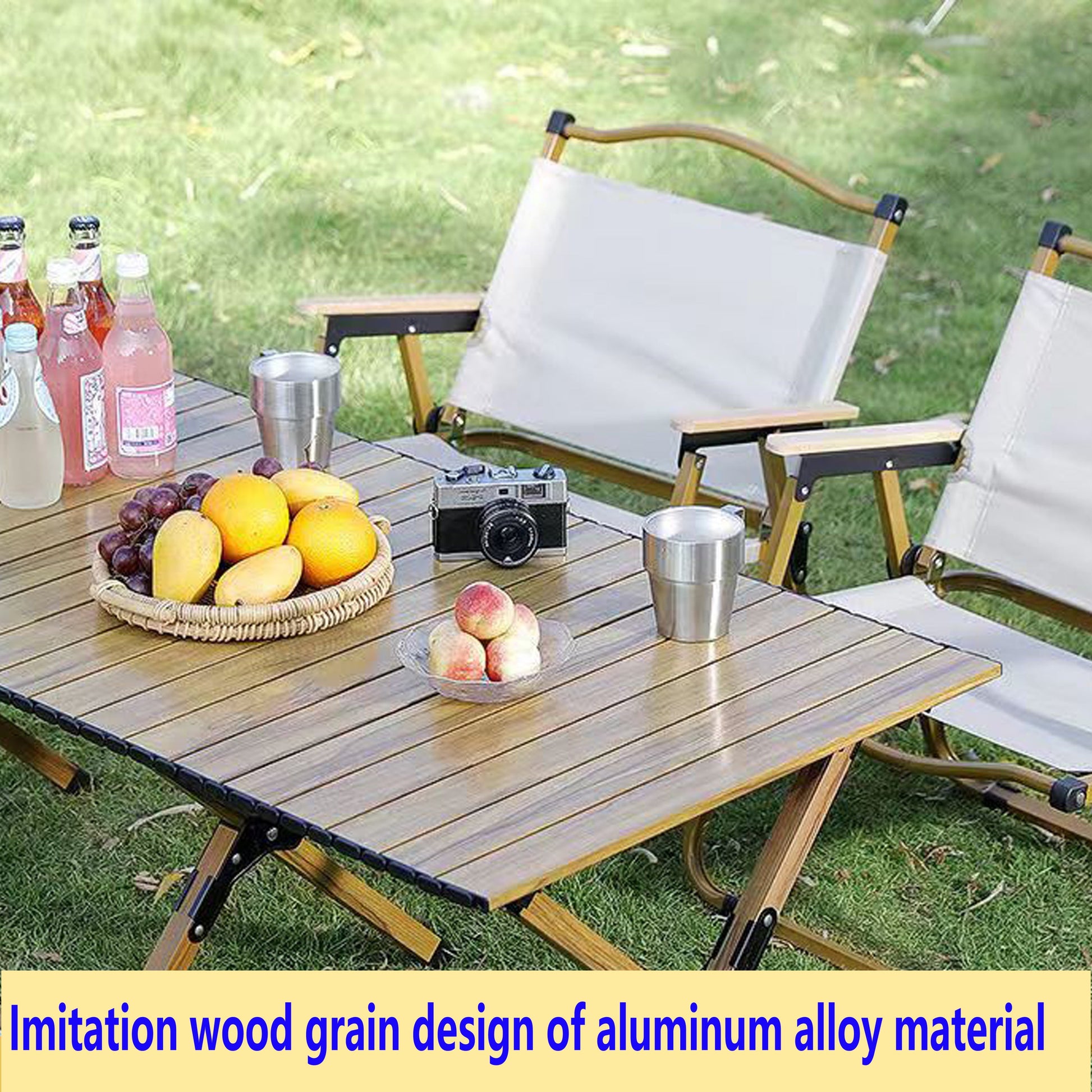 Portable picnic table, rollable aluminum alloy table top with folding solid X-shaped frame ZB1001MW - Best Buy Furniture