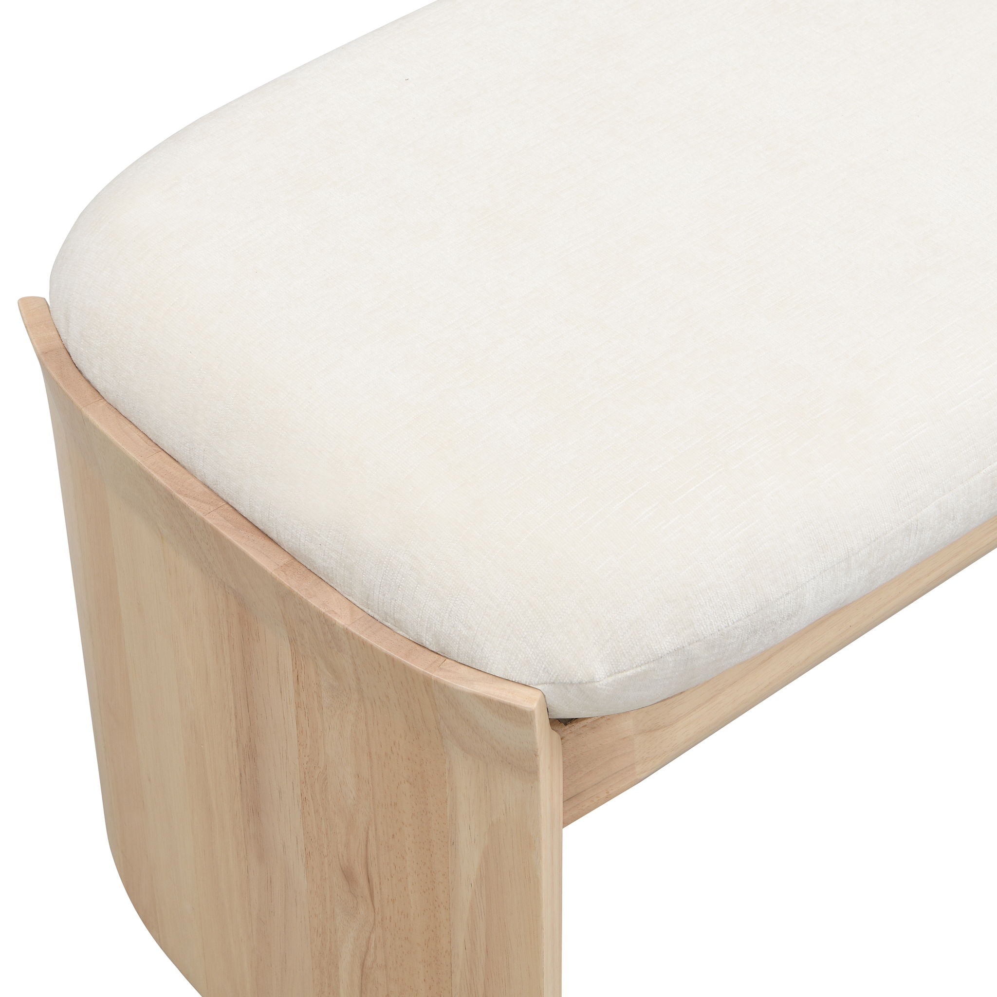 Footstool With Soft Cushion For Living Room - Beige / Natural
