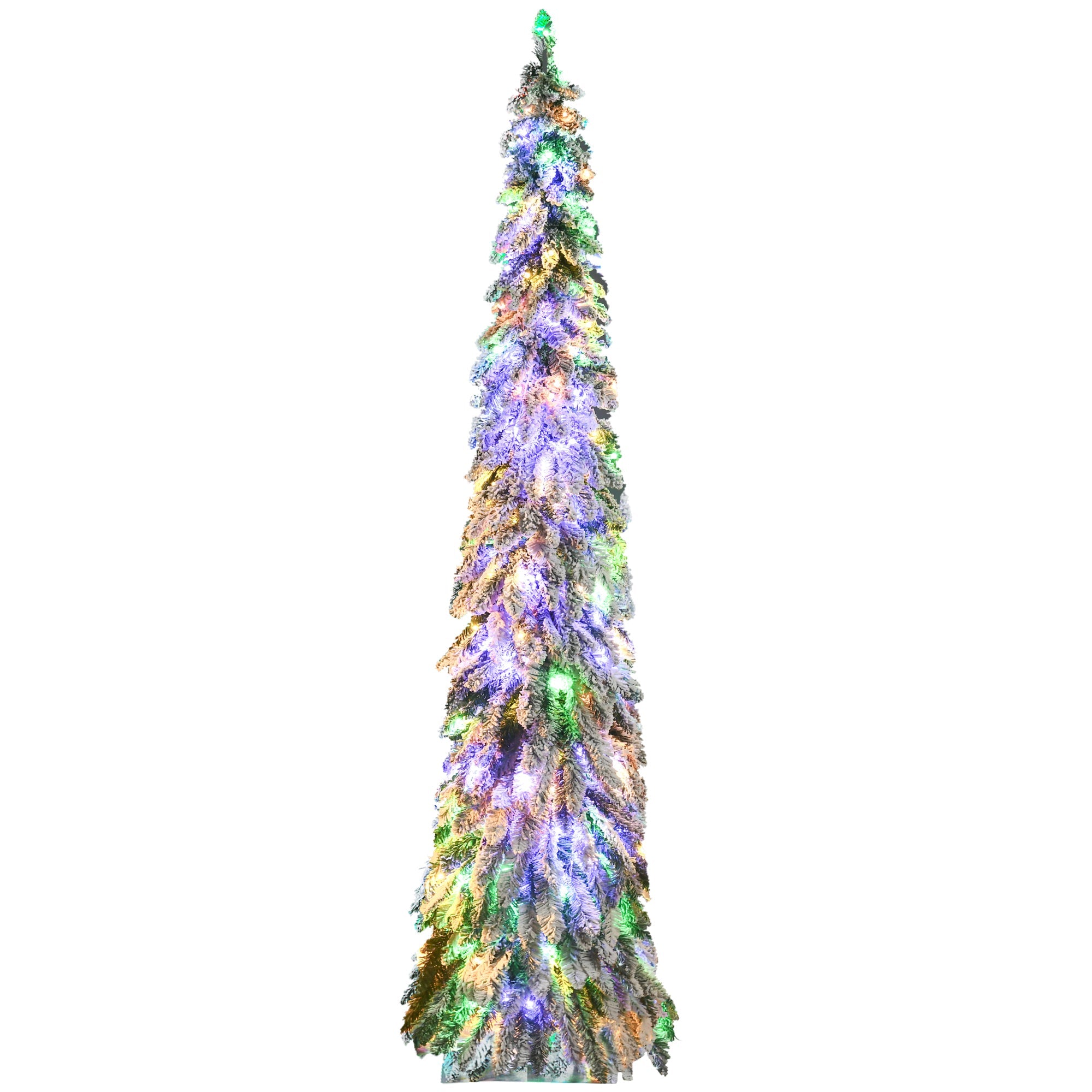 7ft Tall Prelit Pencil Artificial Christmas Tree, 350 Warm White or Colorful LED Lights