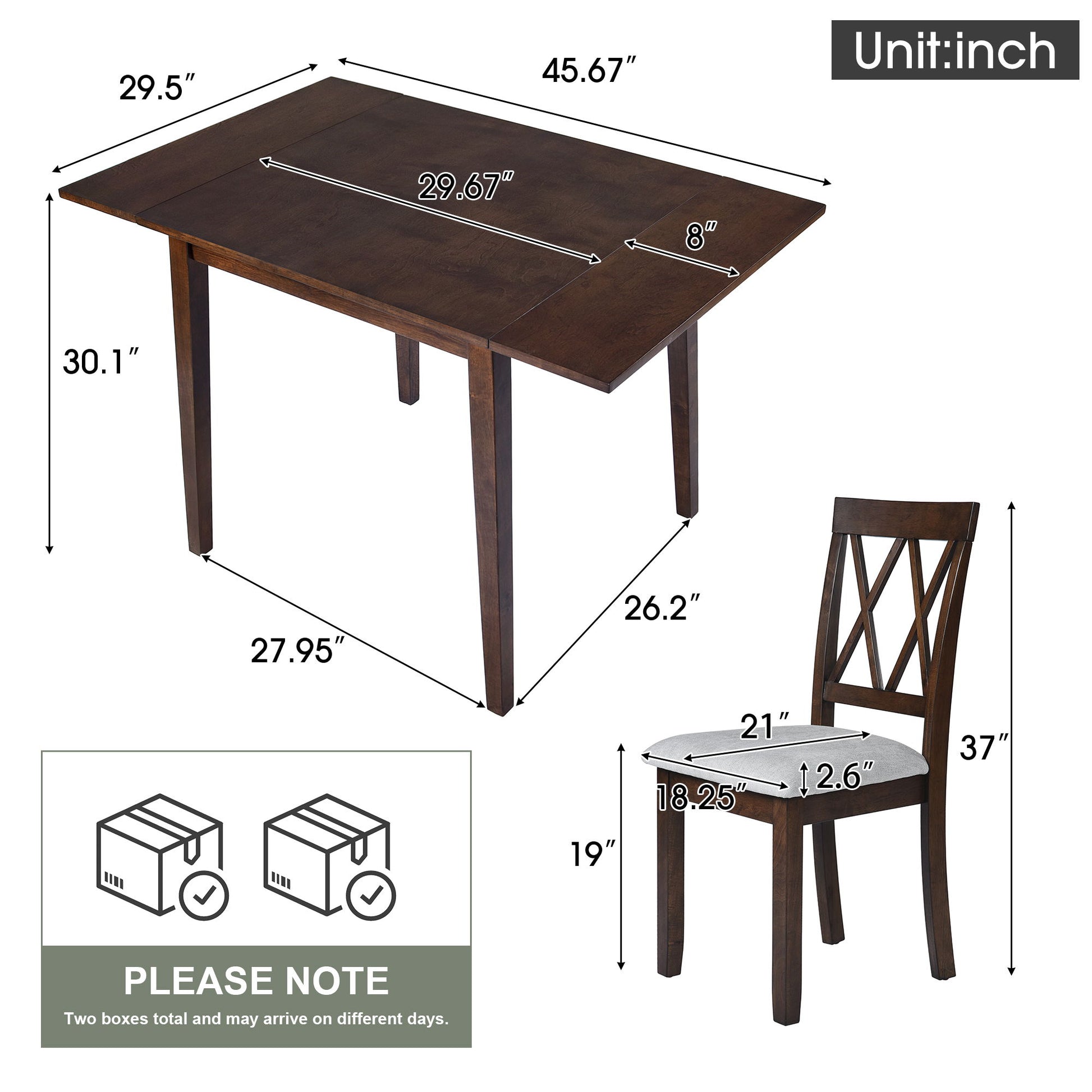 3 Piece Kitchen Dining Set With Drop Leaf Dining Table And 2 Dining Upholstered Chairs, Dining Room Set For Small Places - Brown - Best Buy Furniture