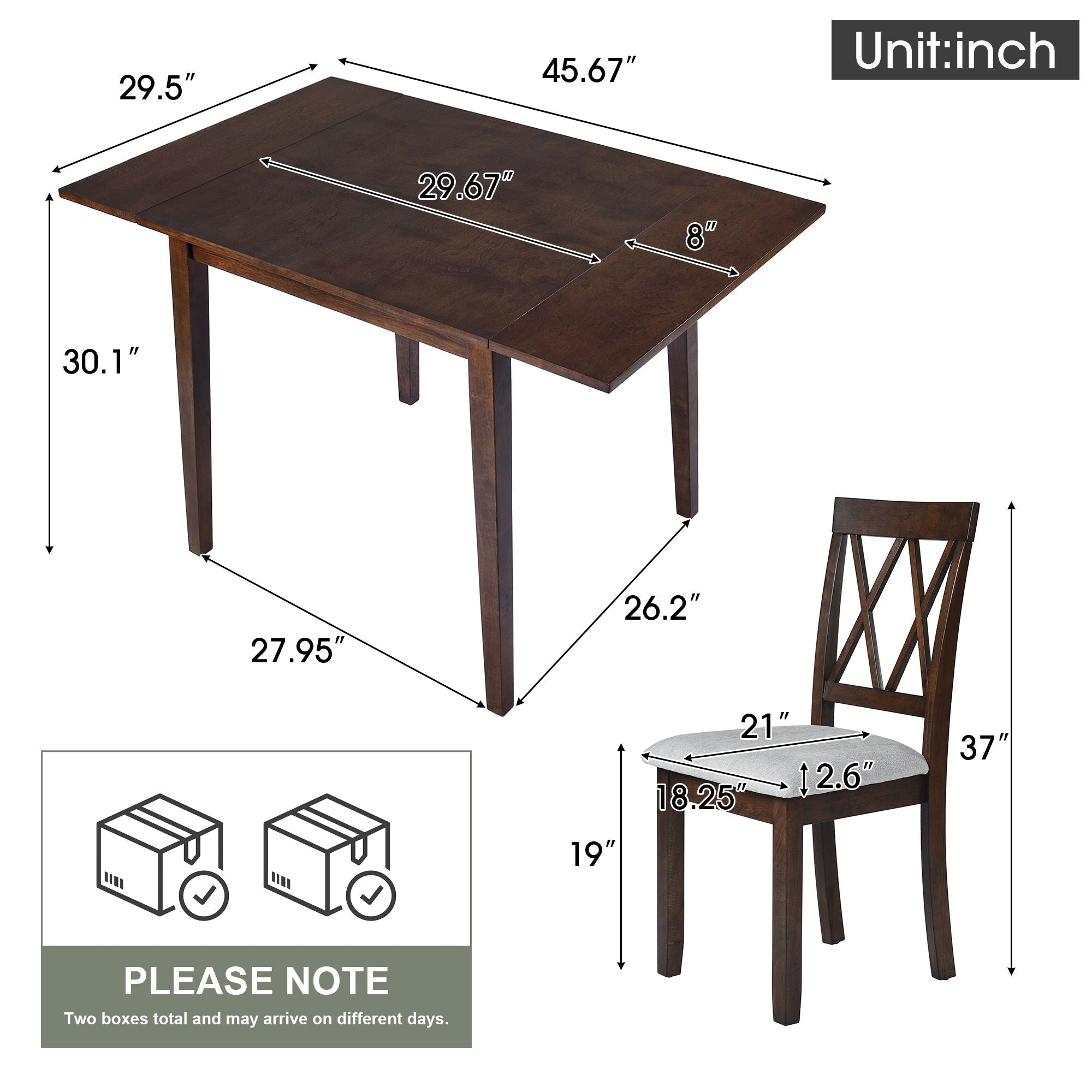 3 Piece Kitchen Dining Set With Drop Leaf Dining Table And 2 Dining Upholstered Chairs, Dining Room Set For Small Places - Brown - Best Buy Furniture
