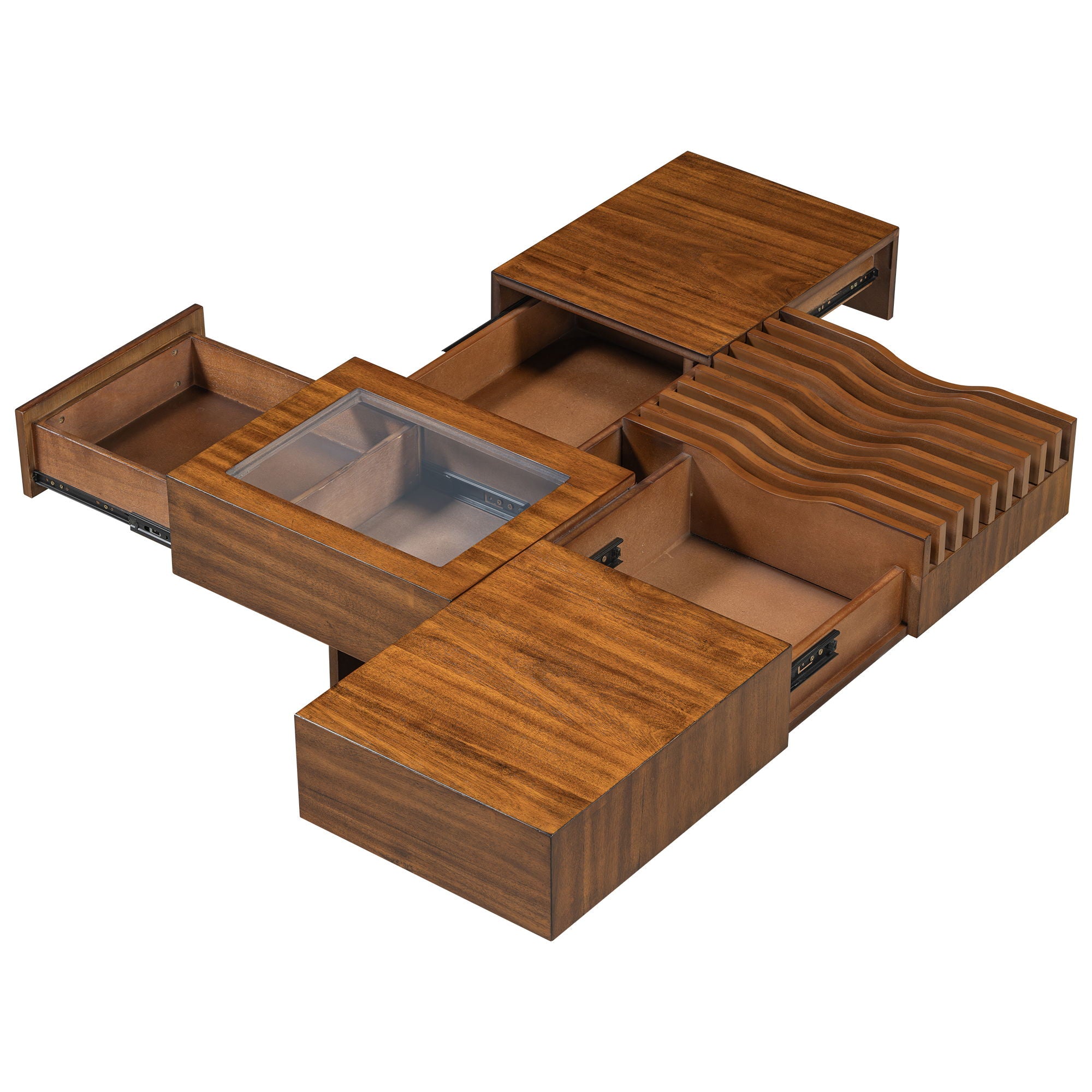 Unique Square Coffee Table With 3 Drawers