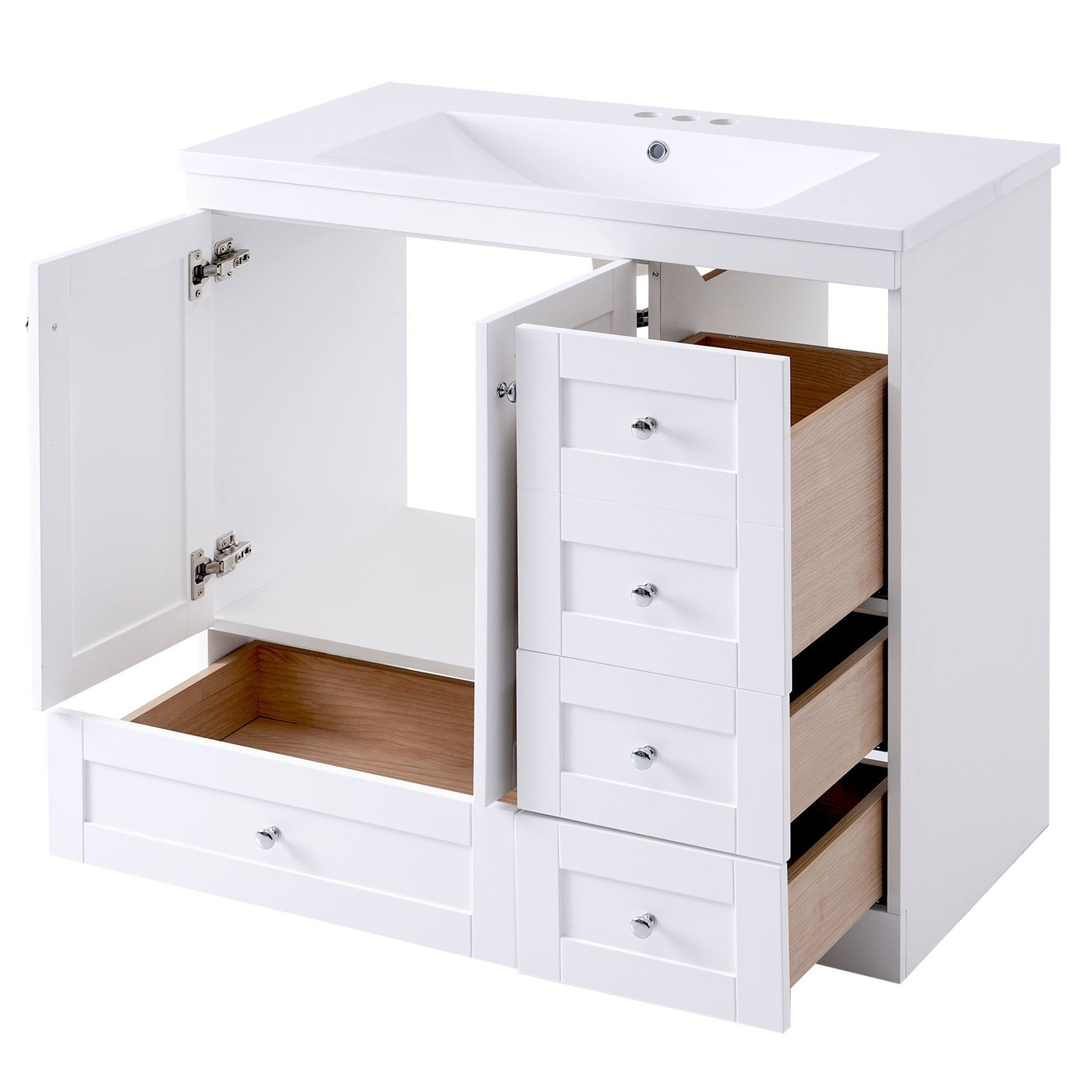 Shaker Free Standing Bathroom Vanity Cabinet With Sink, Soft Close Drawers, Soft Close Doors - Best Buy Furniture
