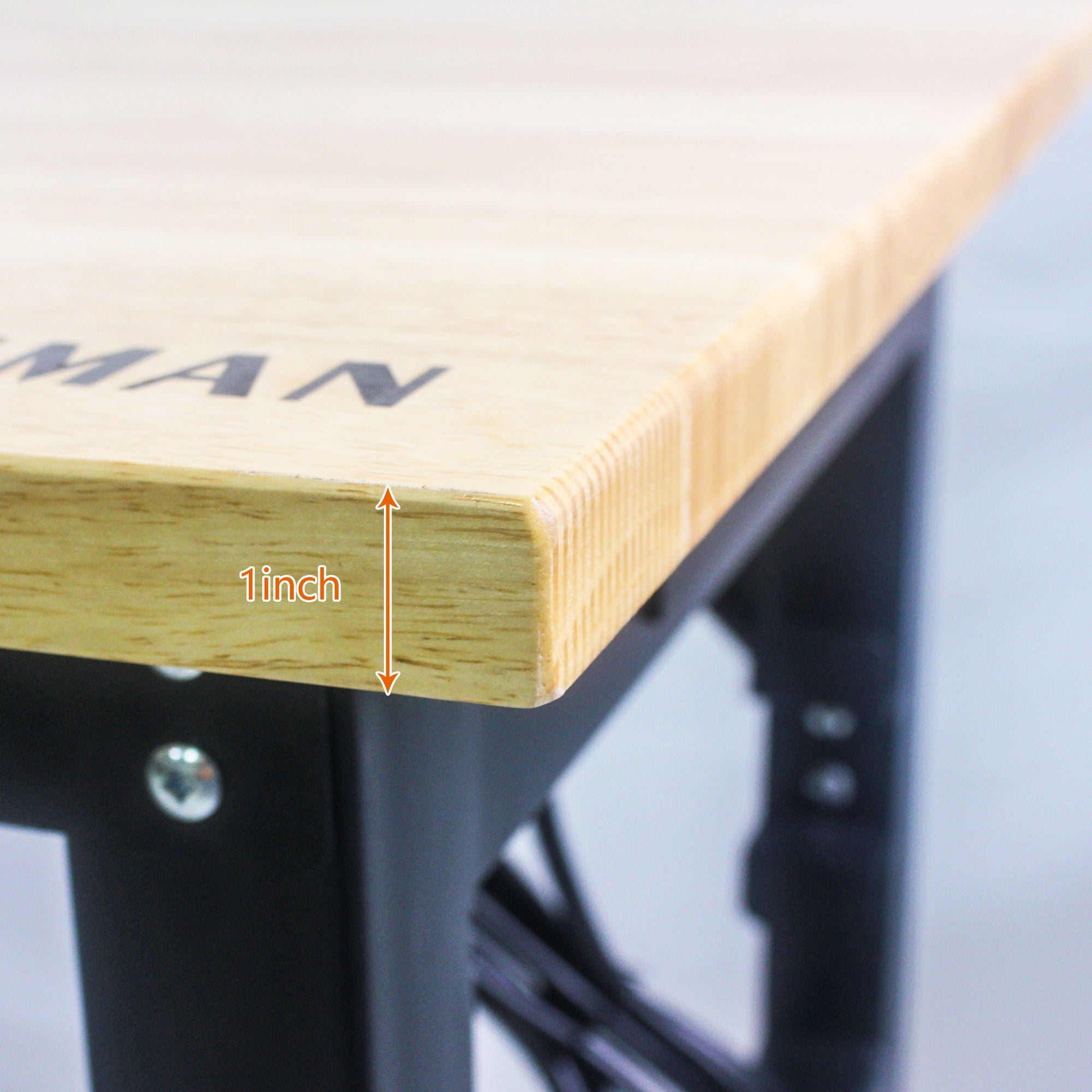 Metal Adjustable Worktable With Socket And Wooden Top - Black