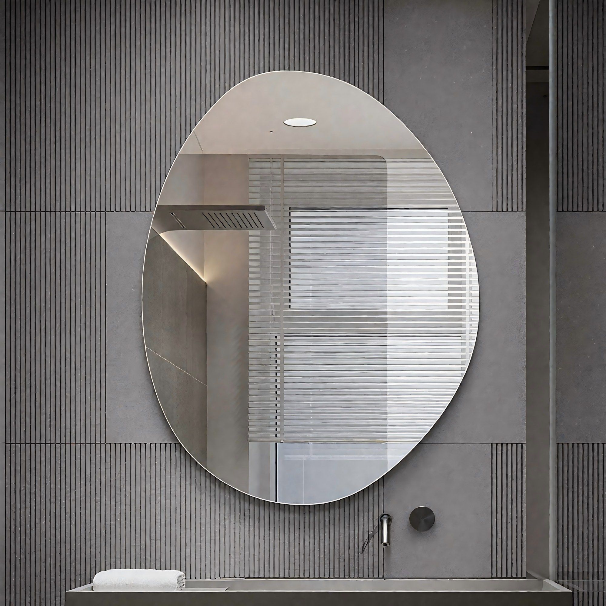 Asymmetrical Bathroom Wall Mirror - Silver
