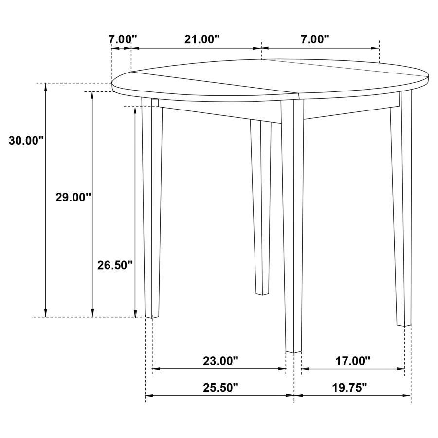 Bucknell - 3 Piece Round Drop Leaf Dining Table Set