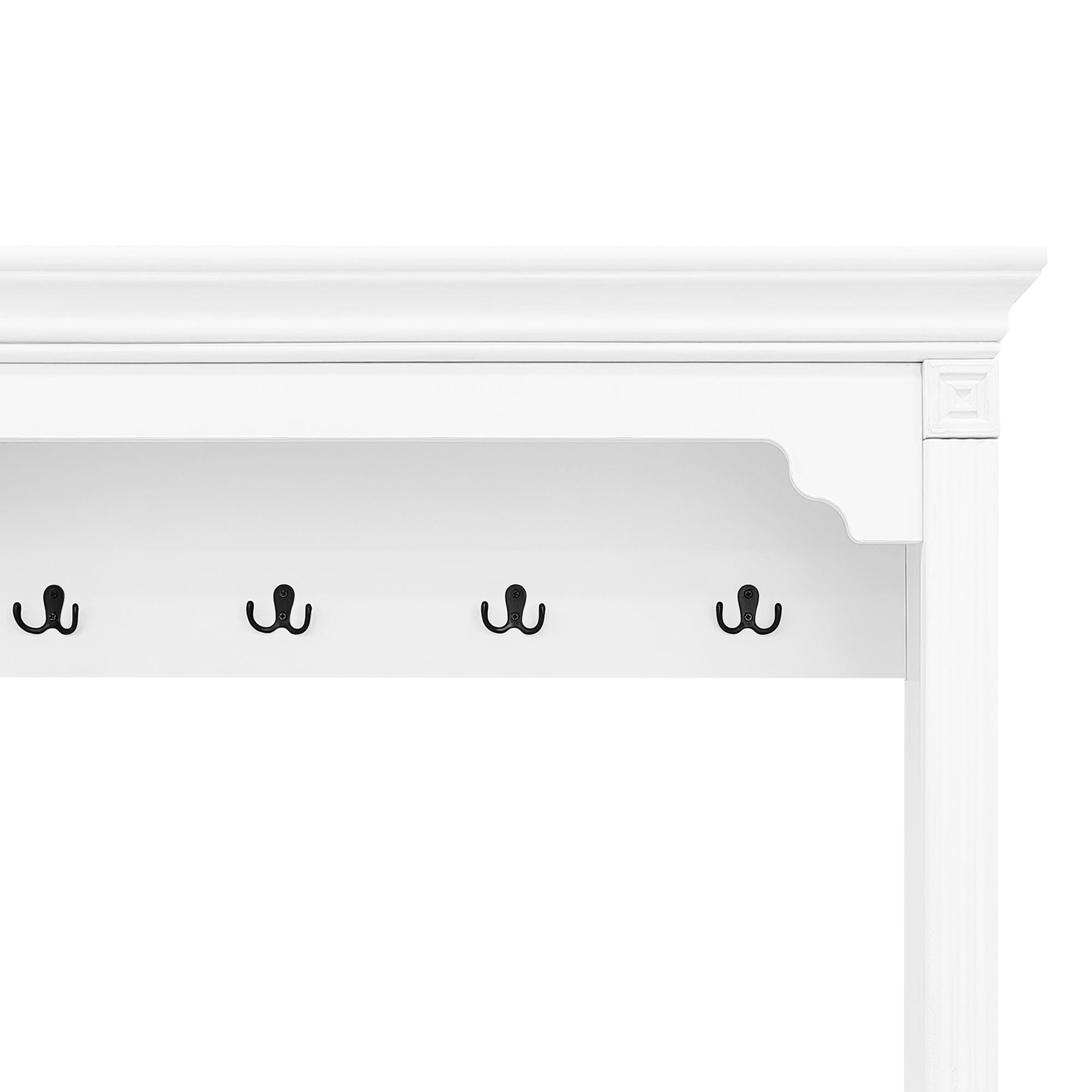 Hall Tree With Integrated Shoe Cabinet And Mirrored Cabinet Door, Coat Hanger, Entryway Bench, 4 In 1 Design, 2 Flip Drawers, 4 Hooks And 2 Cabinets For Entrance, Living Room - White