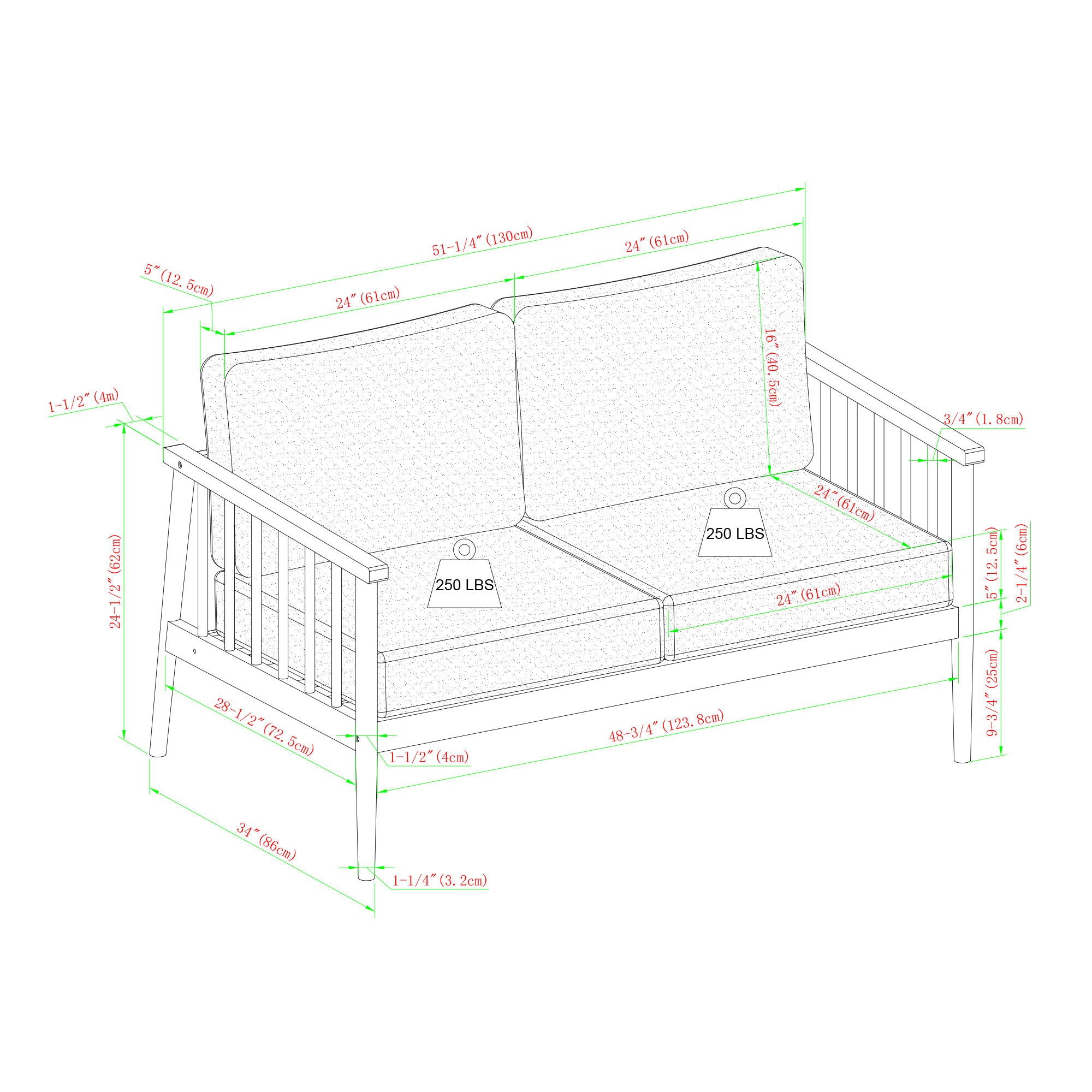 Contemporary Cushioned Patio Triple Lounge
