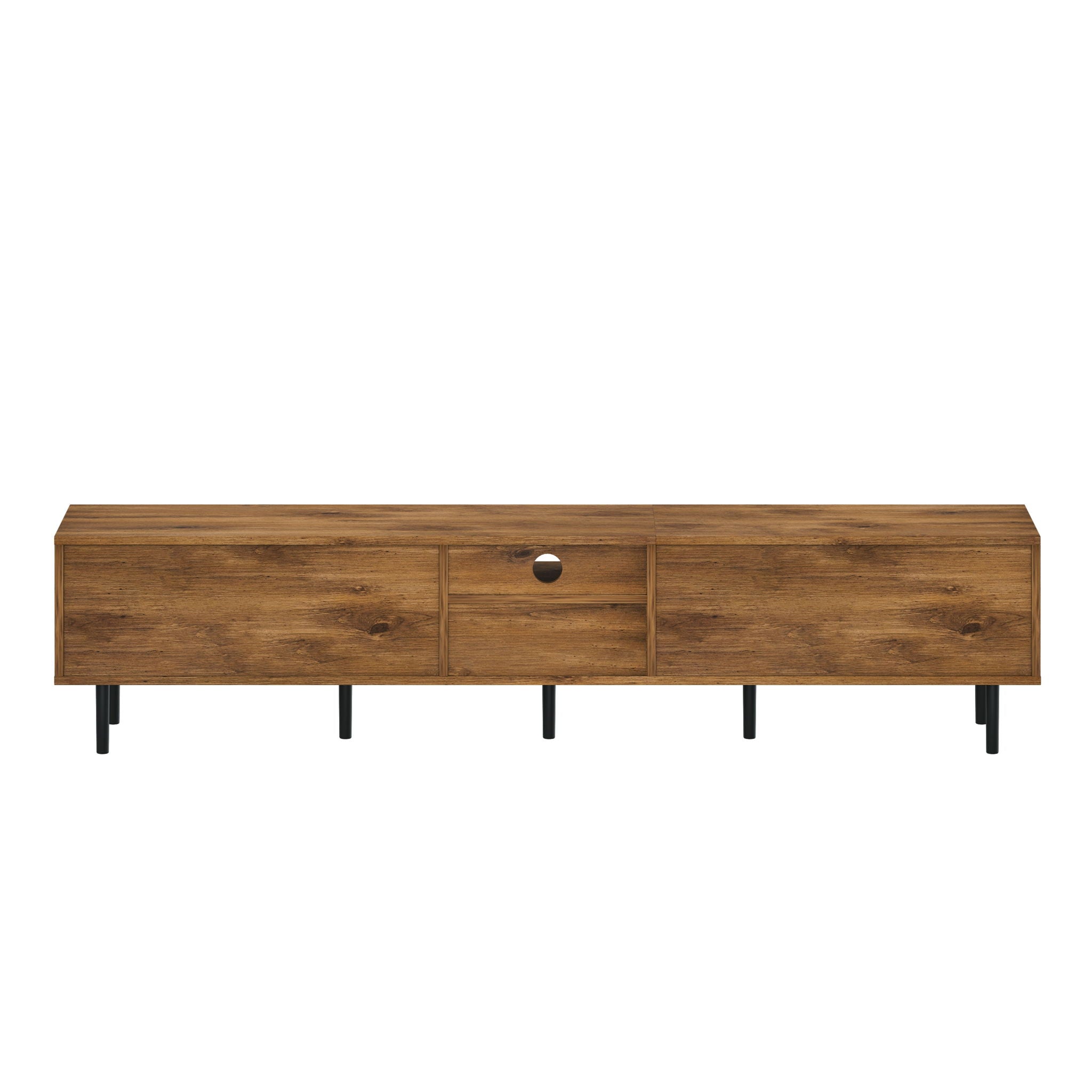 TV Stand, L Shaped Handle Entertainment Console With Storage - Natural