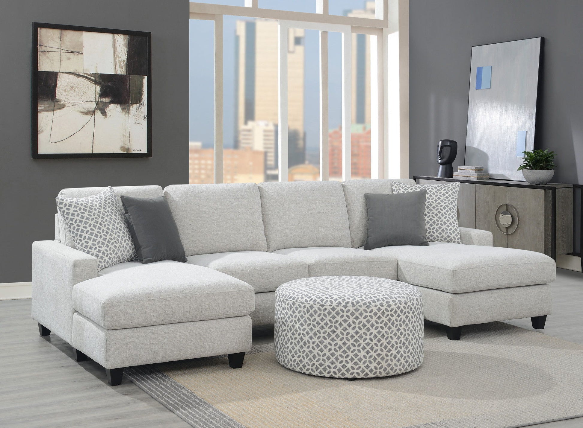 Ranger - Round Ottoman - Gray - Best Buy Furniture