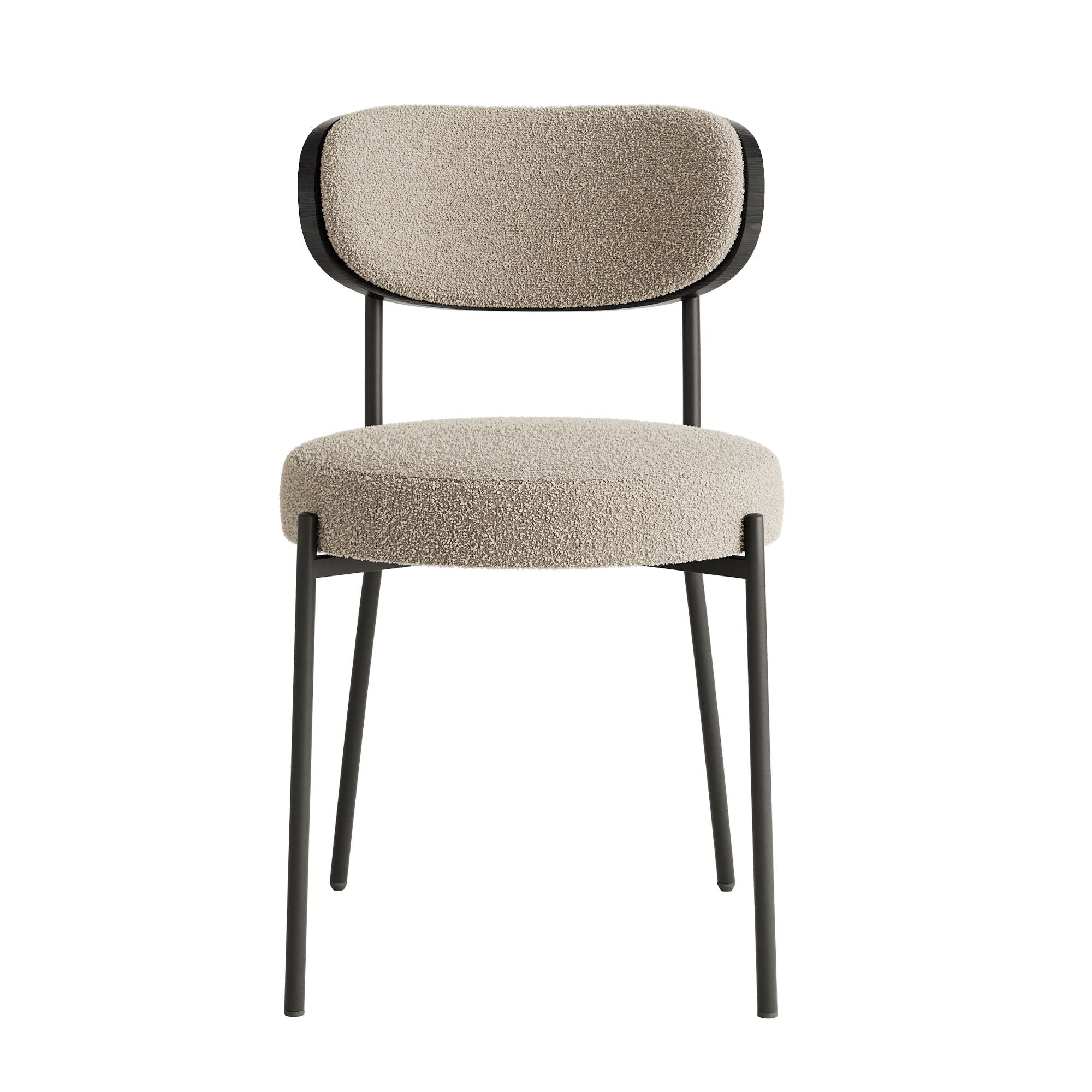 Boucle Modern Kitchen Dining Chair With Bentwood Back (Set of 2)