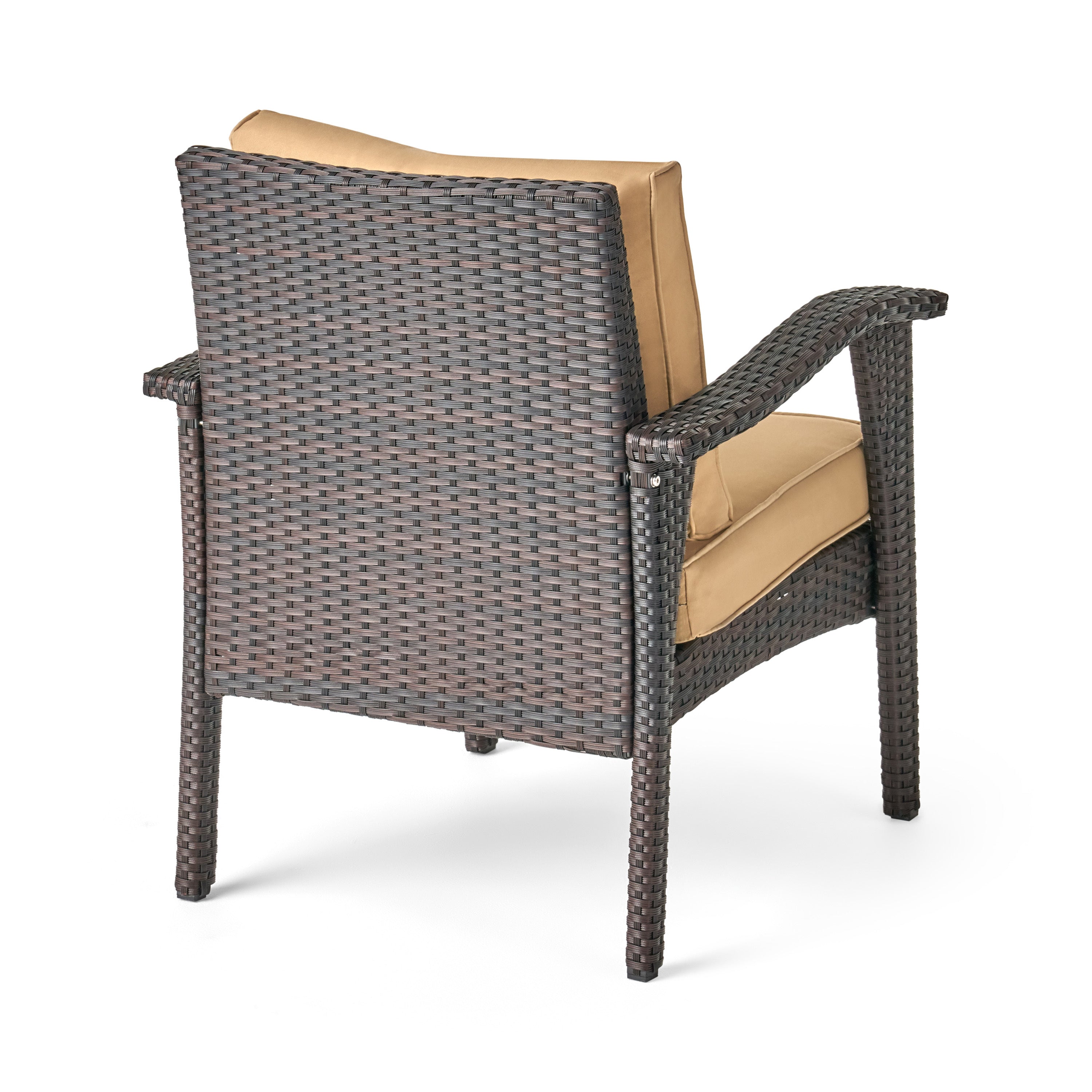 HONOLULU Brown Club Chair Set of 2 with Weather-Resistant Wicker Finish and Cushions
