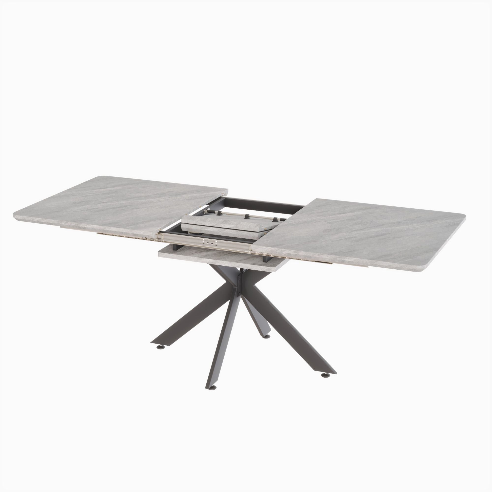 Modern Mid-Century Gray Dining Table Set With Extendable Design