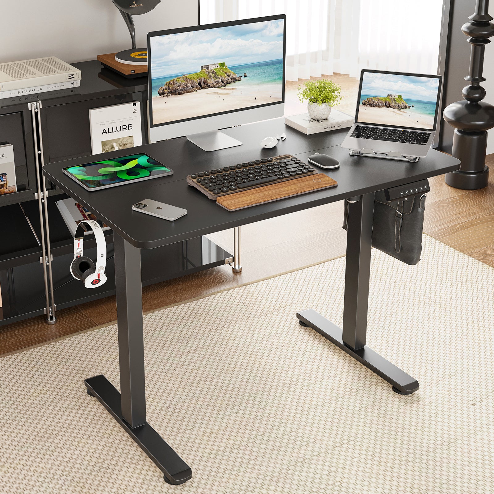 STARY Electric Standing Desk Adjustable Height Black - Best Buy Furniture