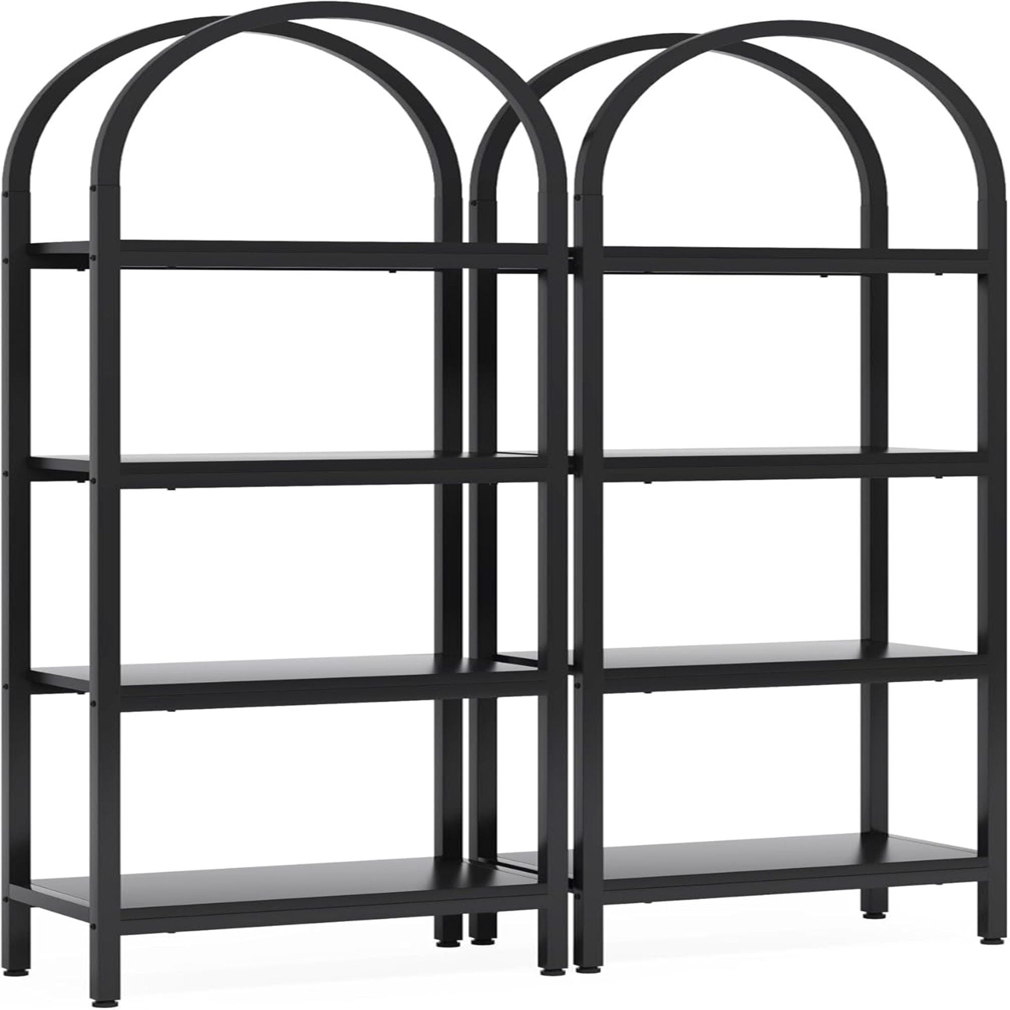 Tall 4 Tier Arched Open Bookshelf Storage Rack - Black